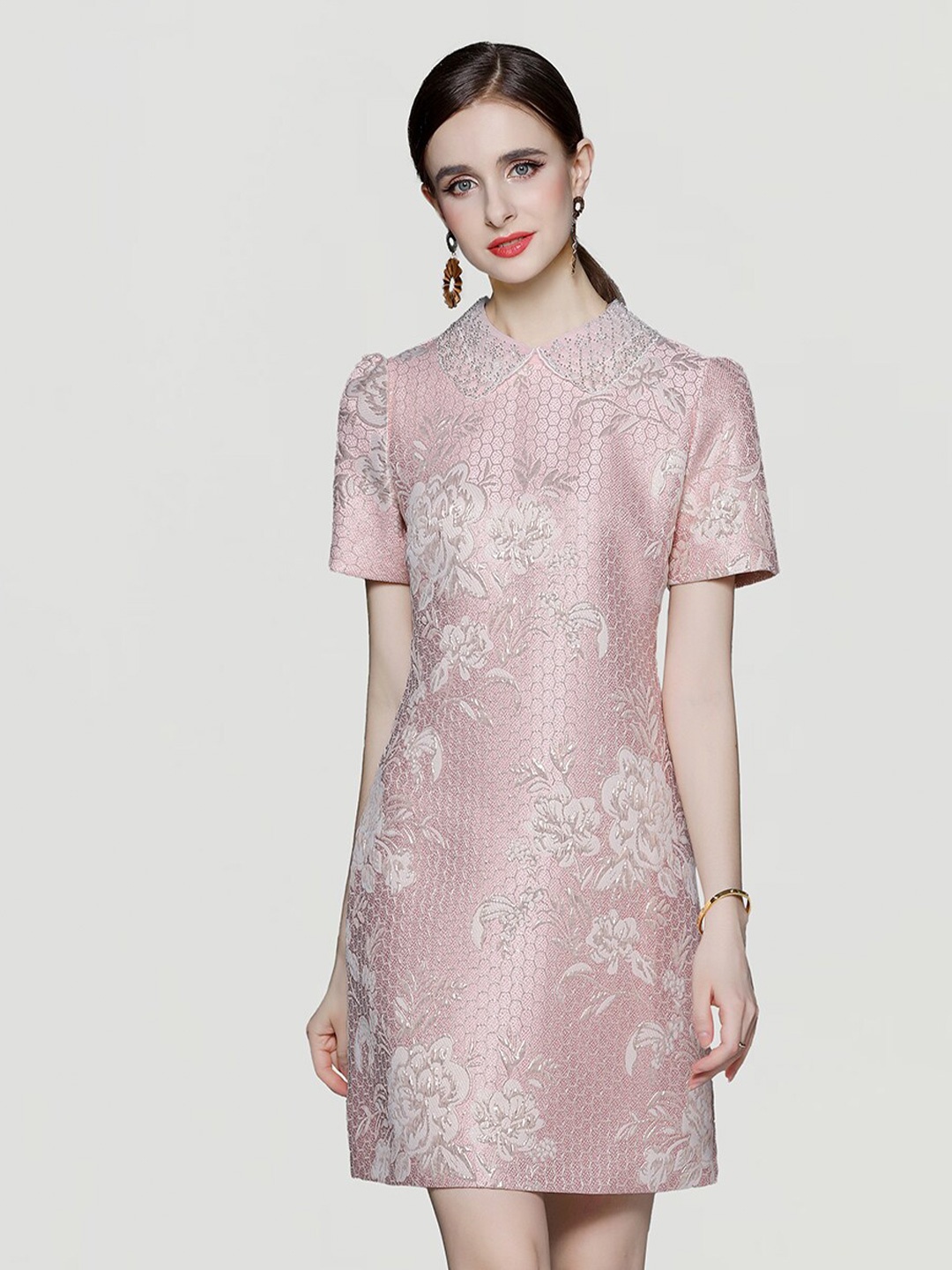 

JC Collection Floral Self Design Sheath Dress, Pink