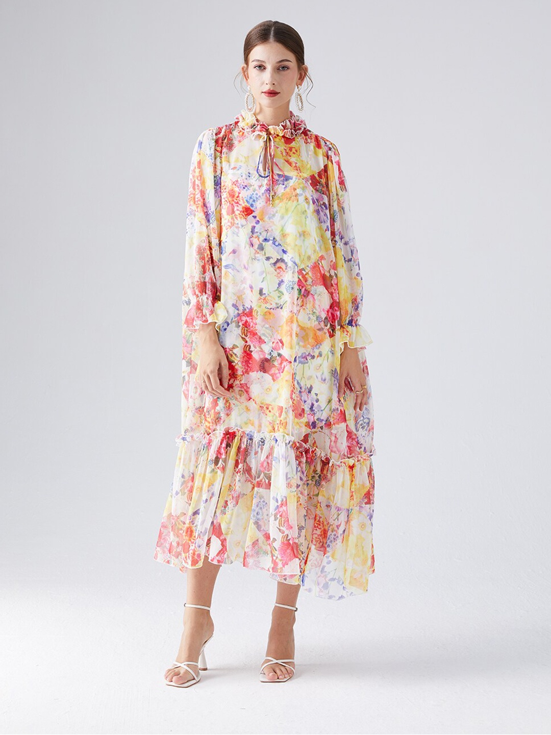 

JC Collection Floral Print A-Line Midi Dress, Yellow