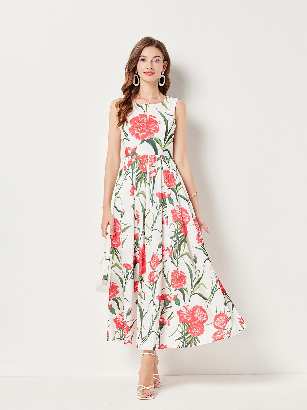 

JC Collection Floral Printed Sleeveless Maxi Dress, White