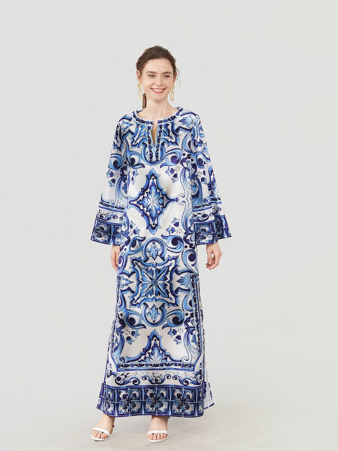 

JC Collection Ethnic Motifs Printed Maxi Dress, Blue