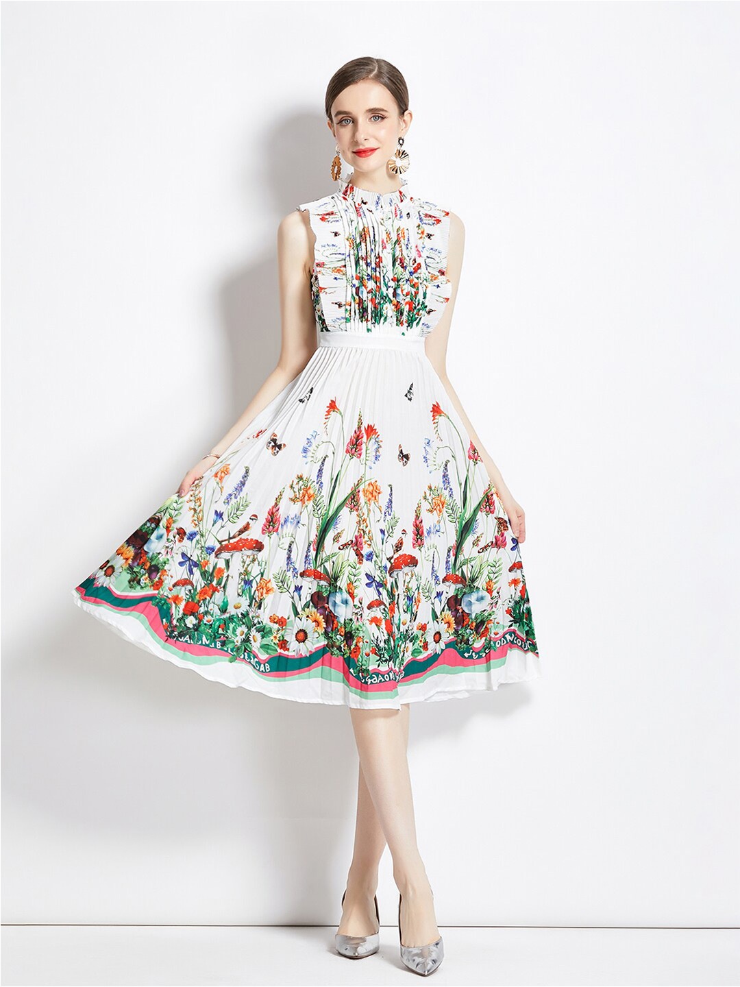 

JC Collection Floral Printed Fit & Flare Dress, White