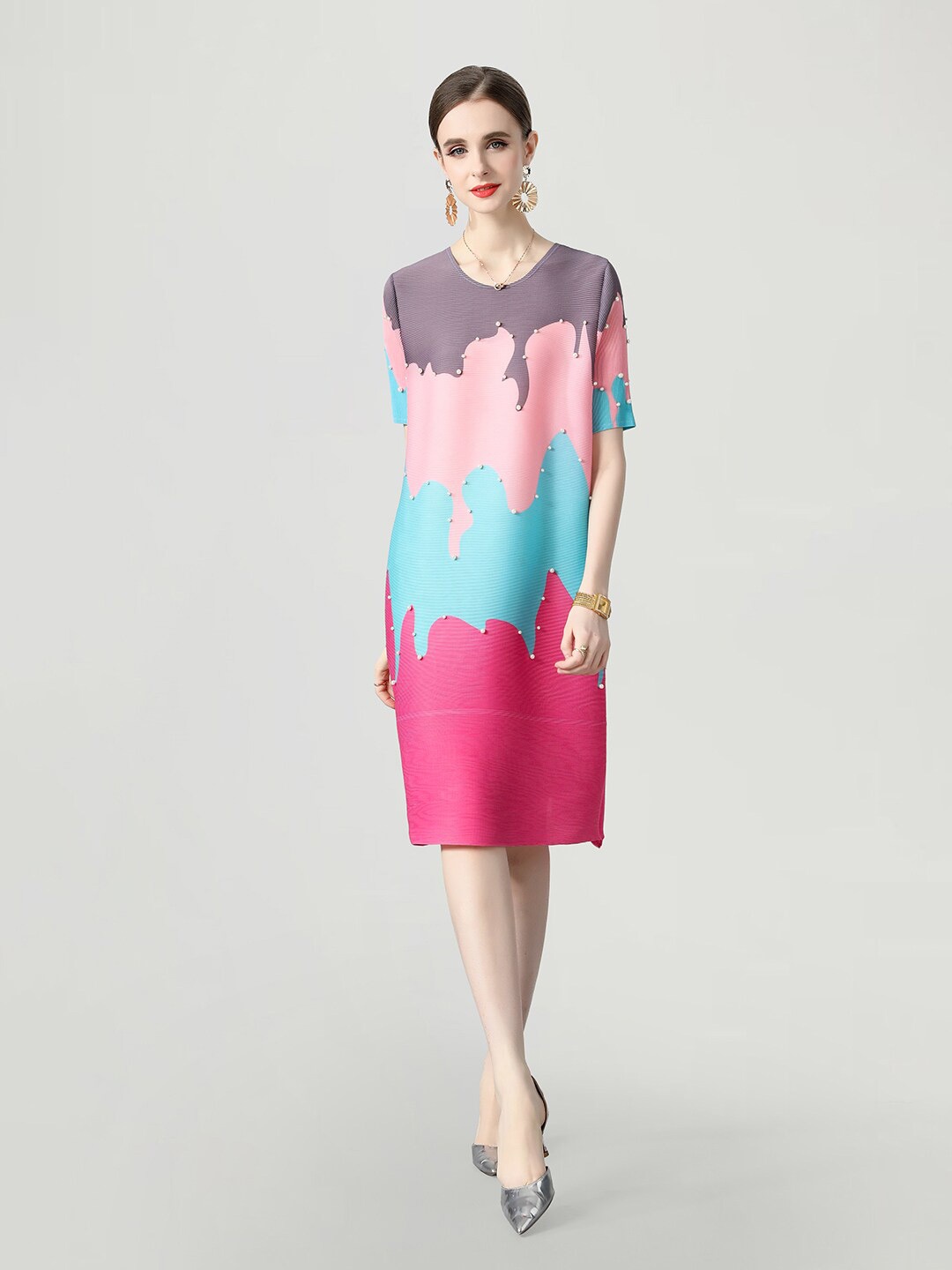 

JC Collection Colourblocked Sheath Dress, Pink