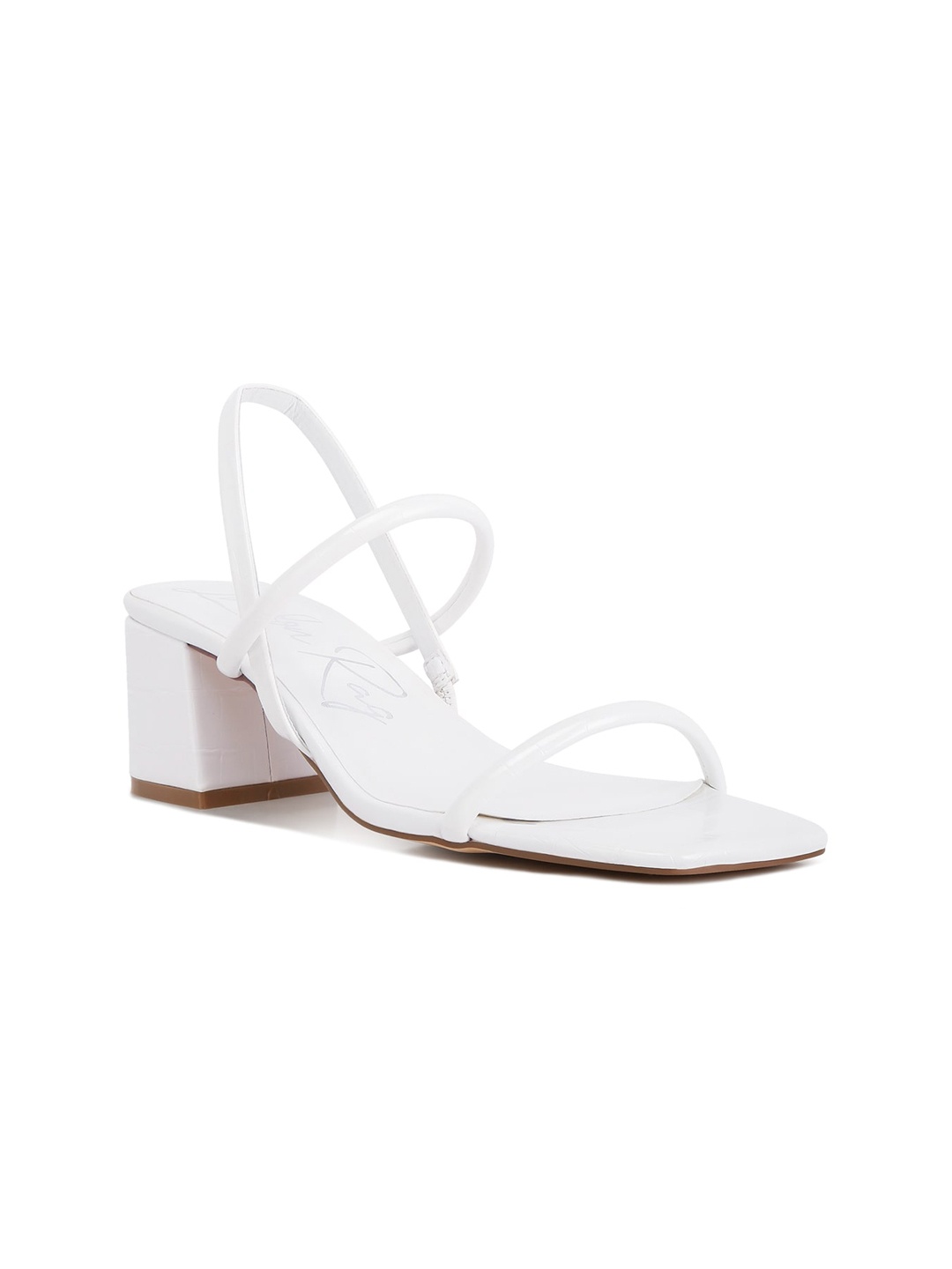 

London Rag Open Toe Block Heels With Backstrap, White