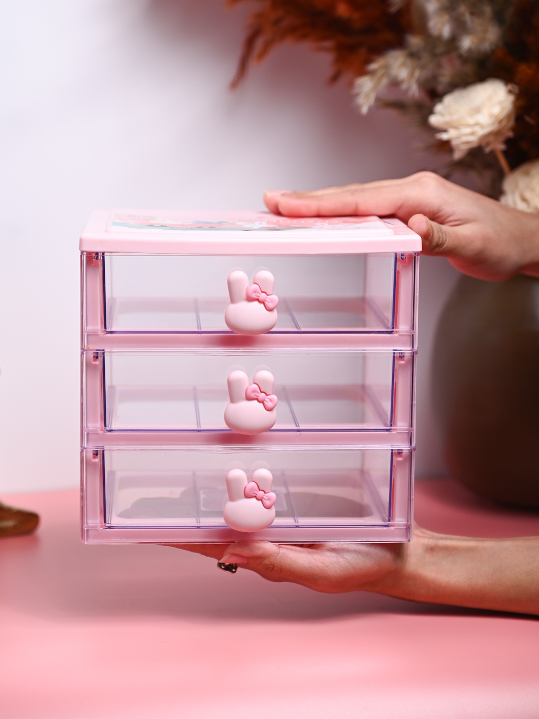 MARKET99 Pink Solid Plastic 4 Layer Drawer Organiser