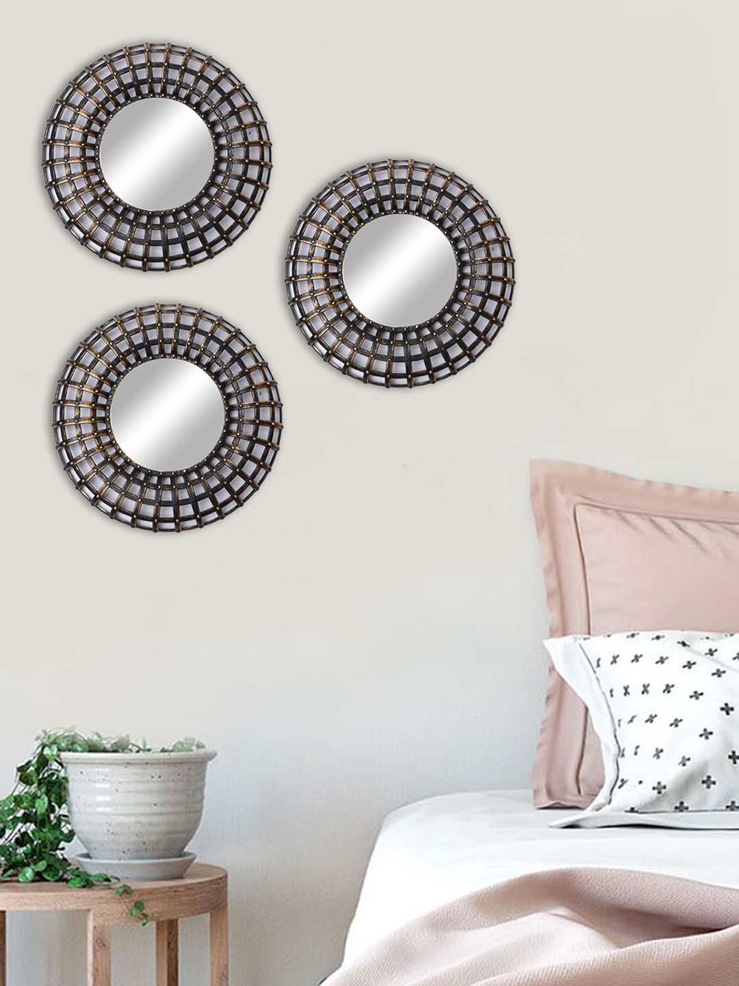 

MARKET99 Copper Toned 3 Pieces Round Decor Wall Mirrors