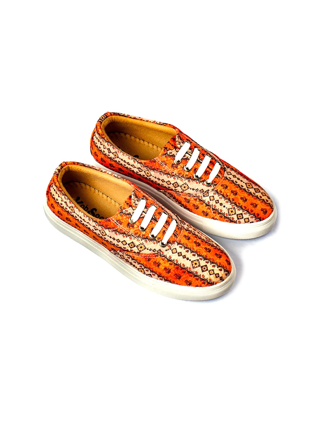 

KobSook Women Printed Canvas Lightweight Sneakers, Orange
