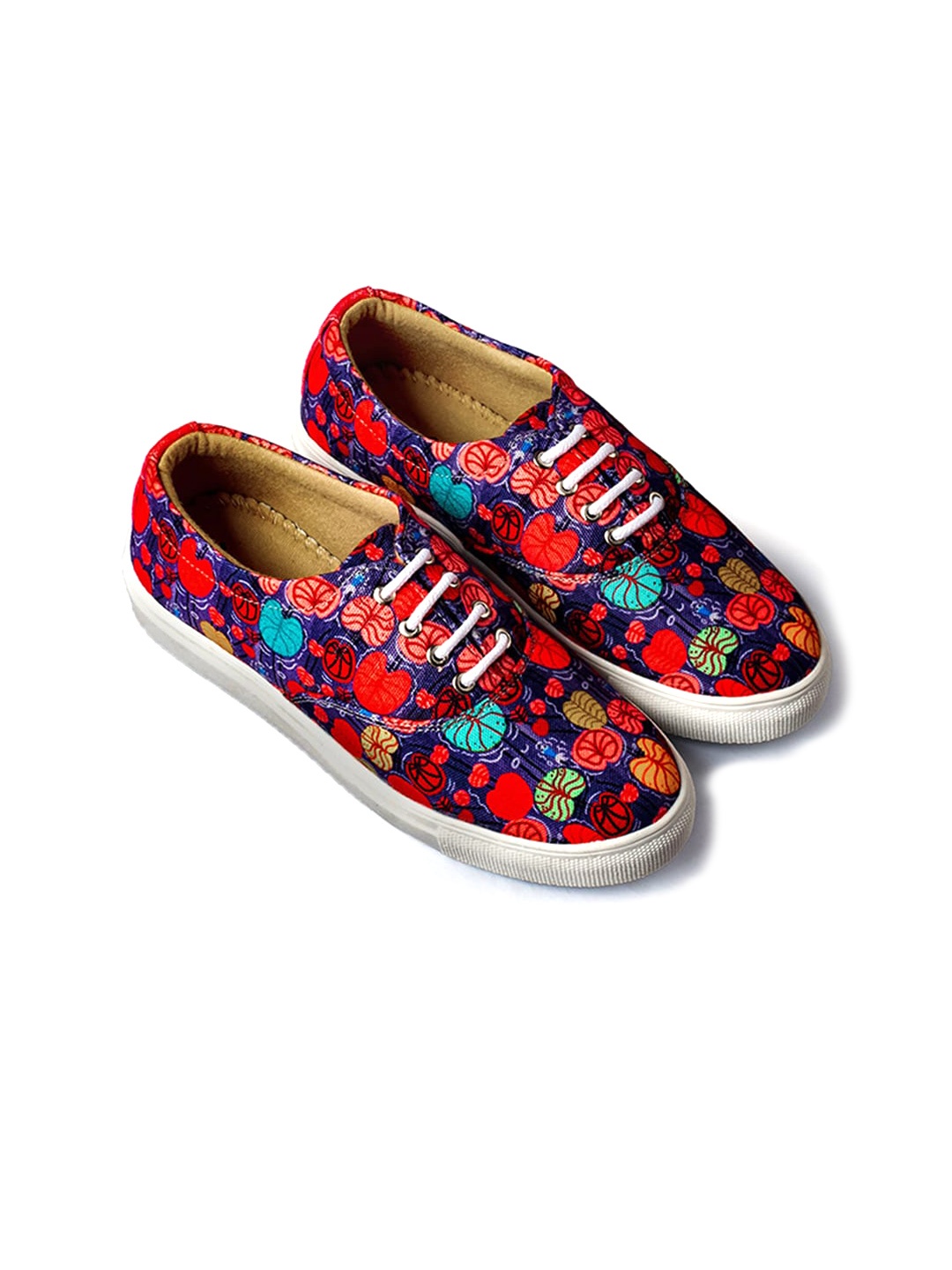 

KobSook Women Printed Contrast Sole Canvas Lightweight Sneakers, Blue