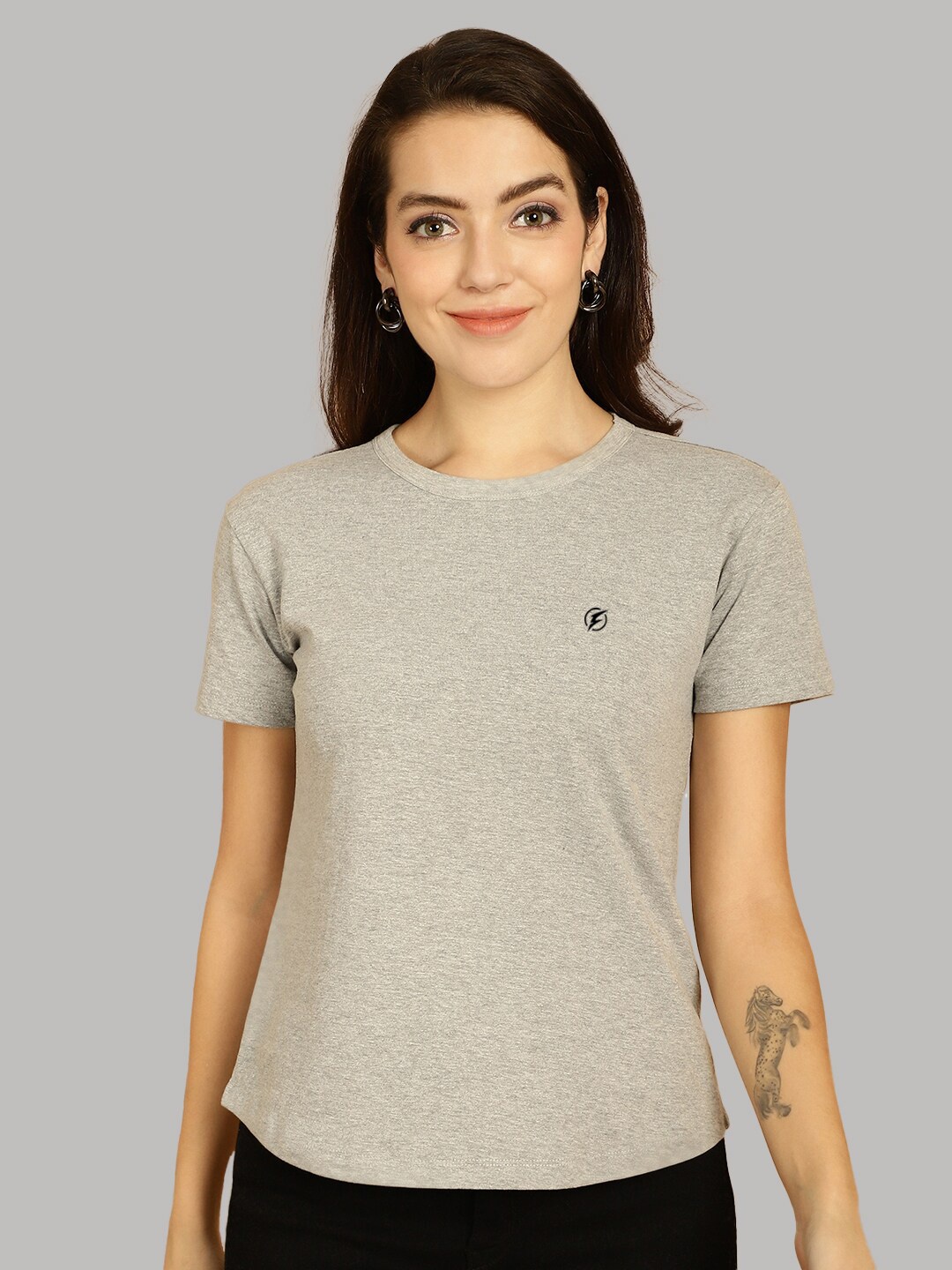 

Friskers Round Neck Bio-Wash Pure Cotton T-shirt, Grey