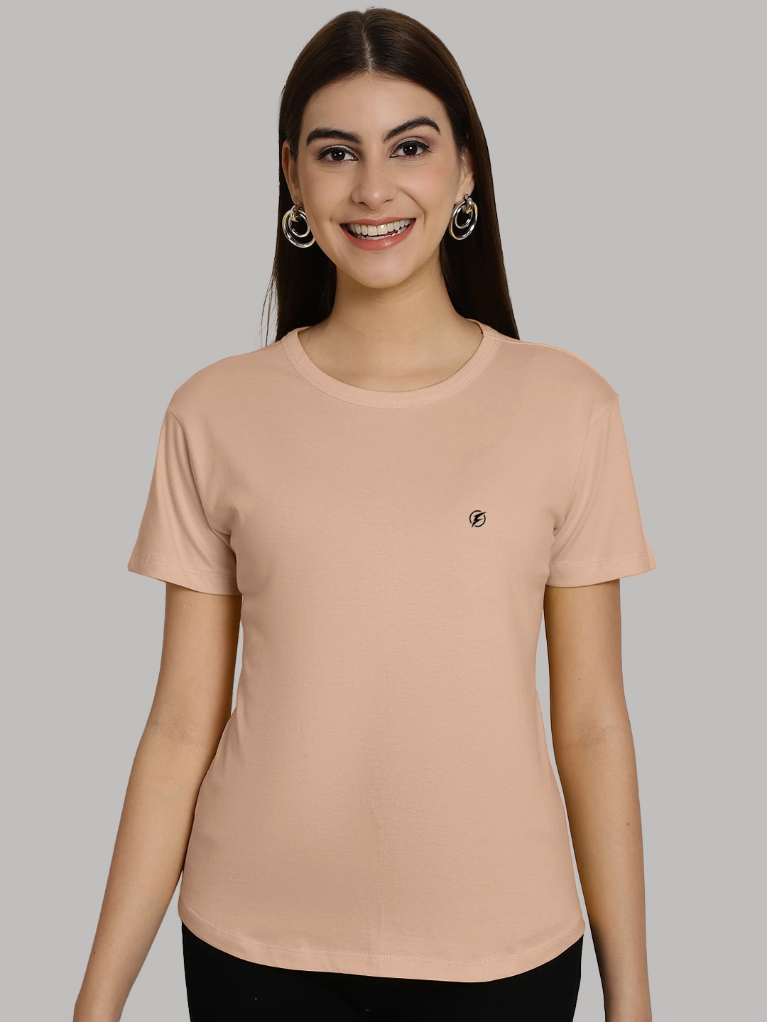 

Friskers Round Neck Bio-Wash Pure Cotton T-shirt, Peach