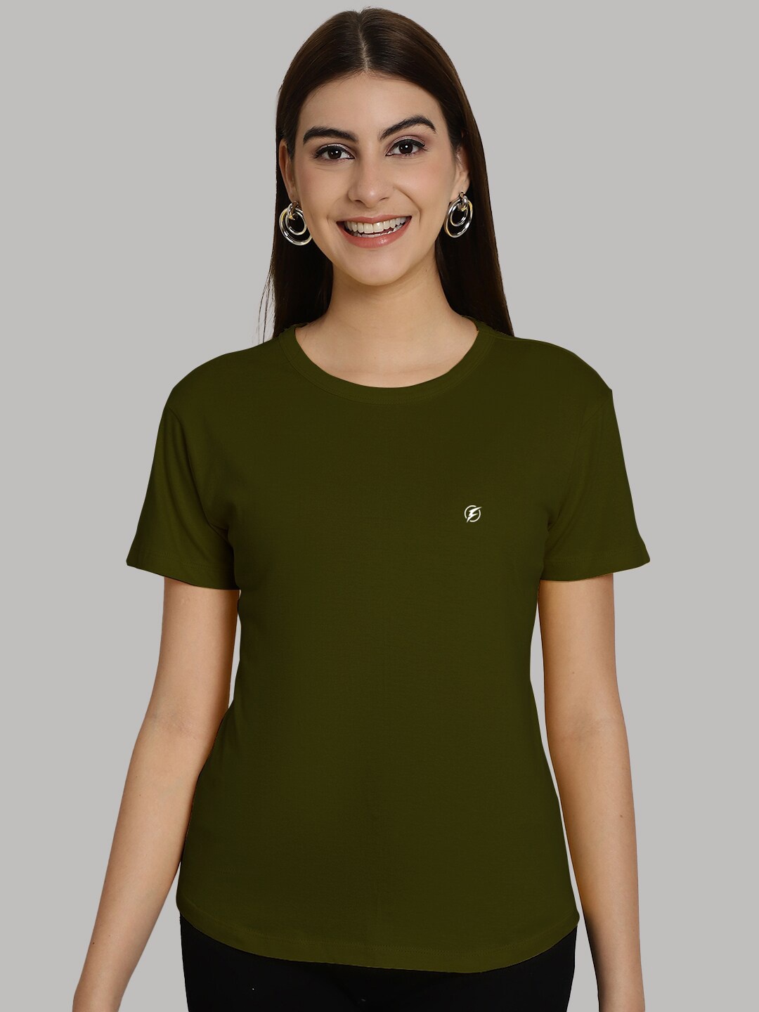 

Friskers Round Neck Bio-Wash Pure Cotton T-shirt, Olive