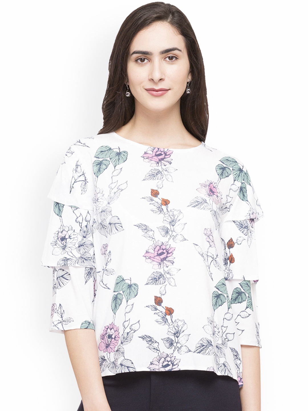 

Globus Women White Printed A-Line Top