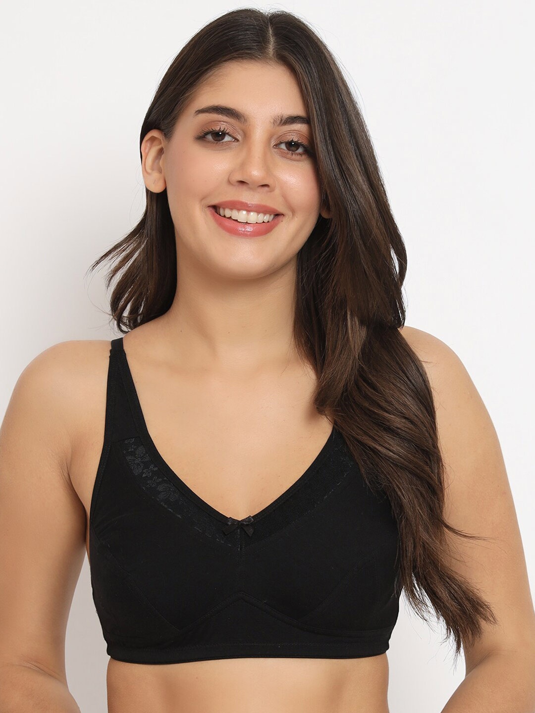 

College Girl Full Coverage Cotton Bra All Day Comfort, Black