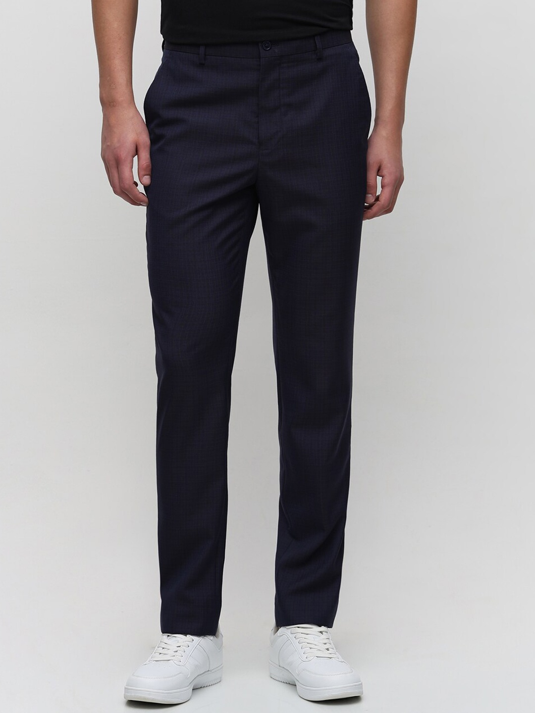 

SELECTED Men Slim Fit Mid Rise Trousers, Navy blue