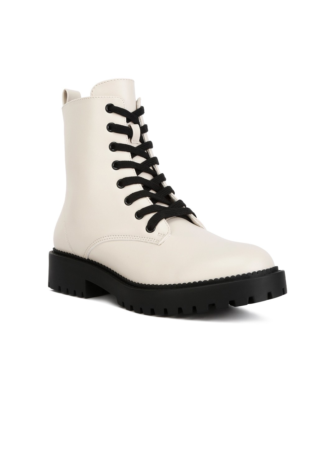 

London Rag Women Forter Mid Top Platform Heeled Winter Boots, Off white