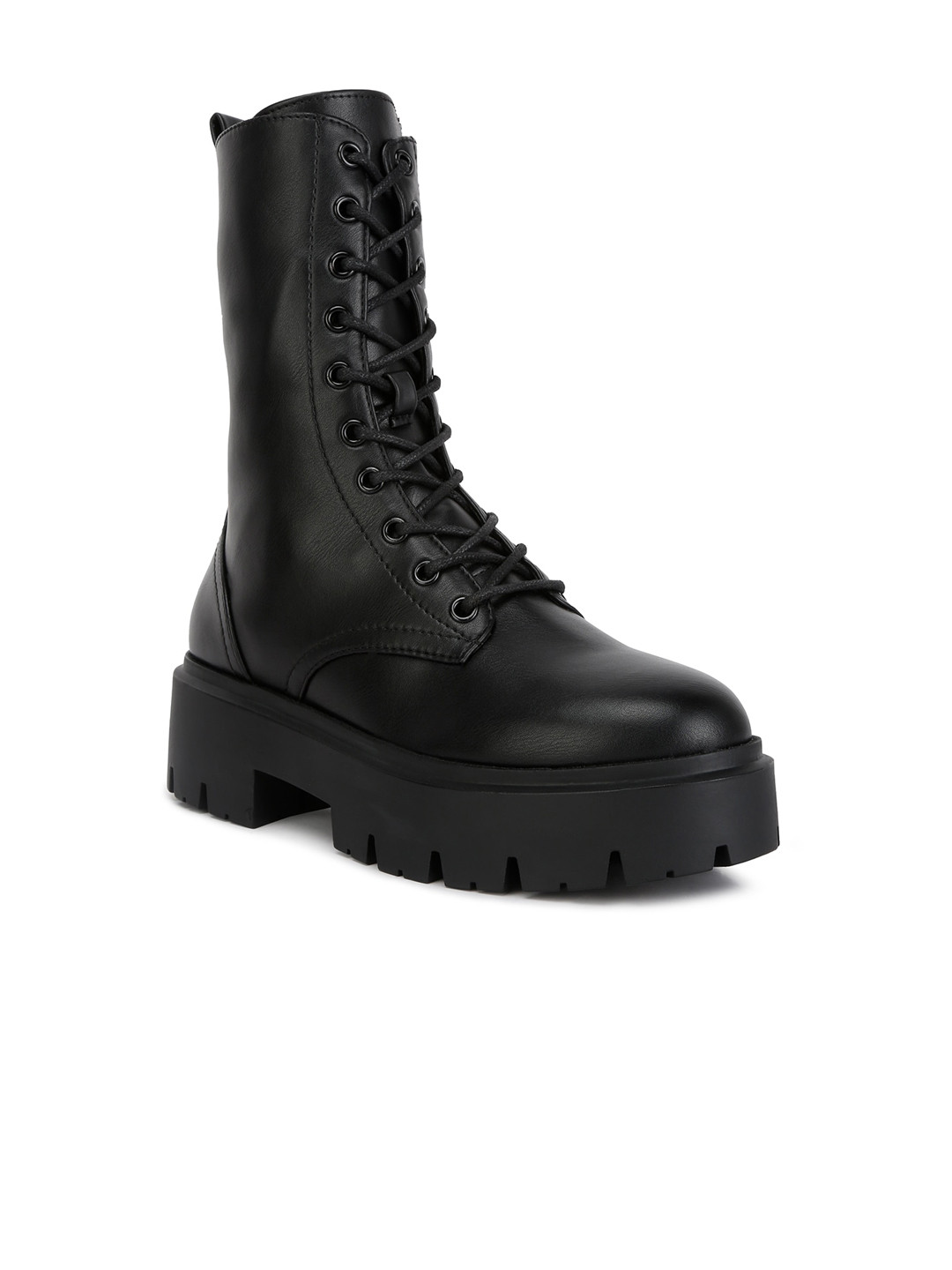 

London Rag Women Platform-Heeled Mid-Top Regular Boots, Black