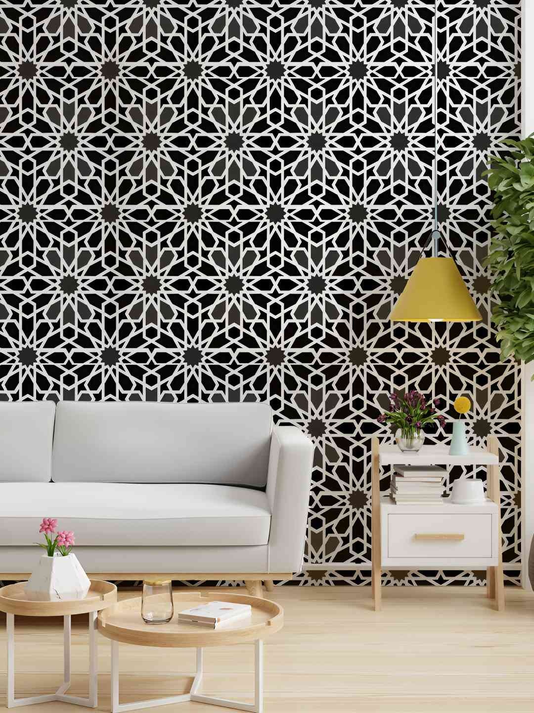 

KAYRA DECOR White Multi-Magic Design Wall Painting Stencil