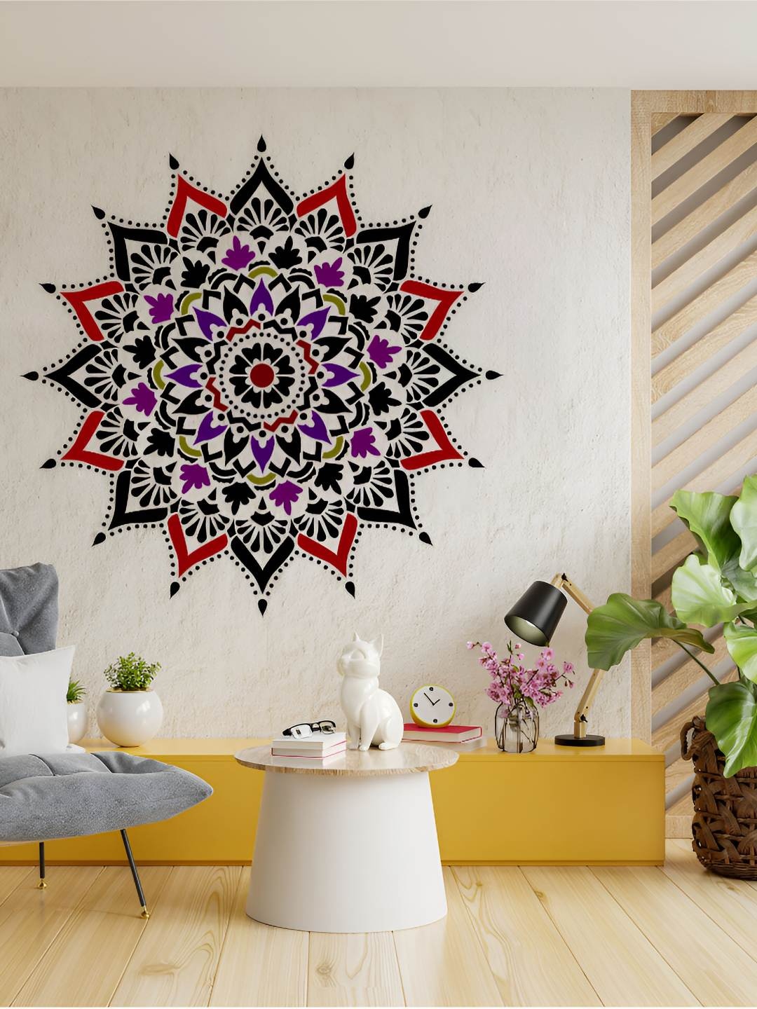 

KAYRA DECOR White Mandalight Mandala Design Wall Painting Stencil