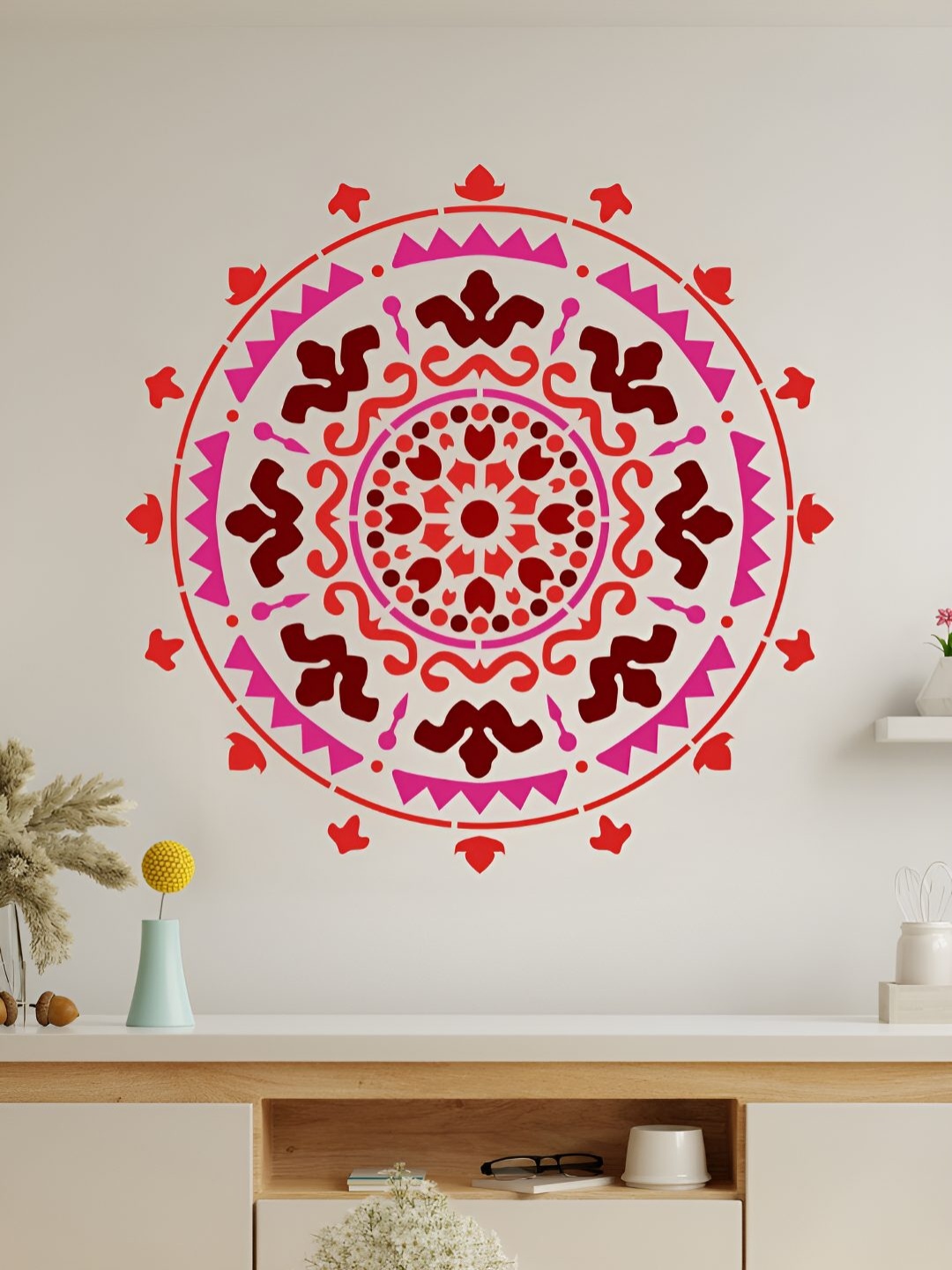 

KAYRA DECOR White Luxurious Life Mandala Design Wall Painting Stencil