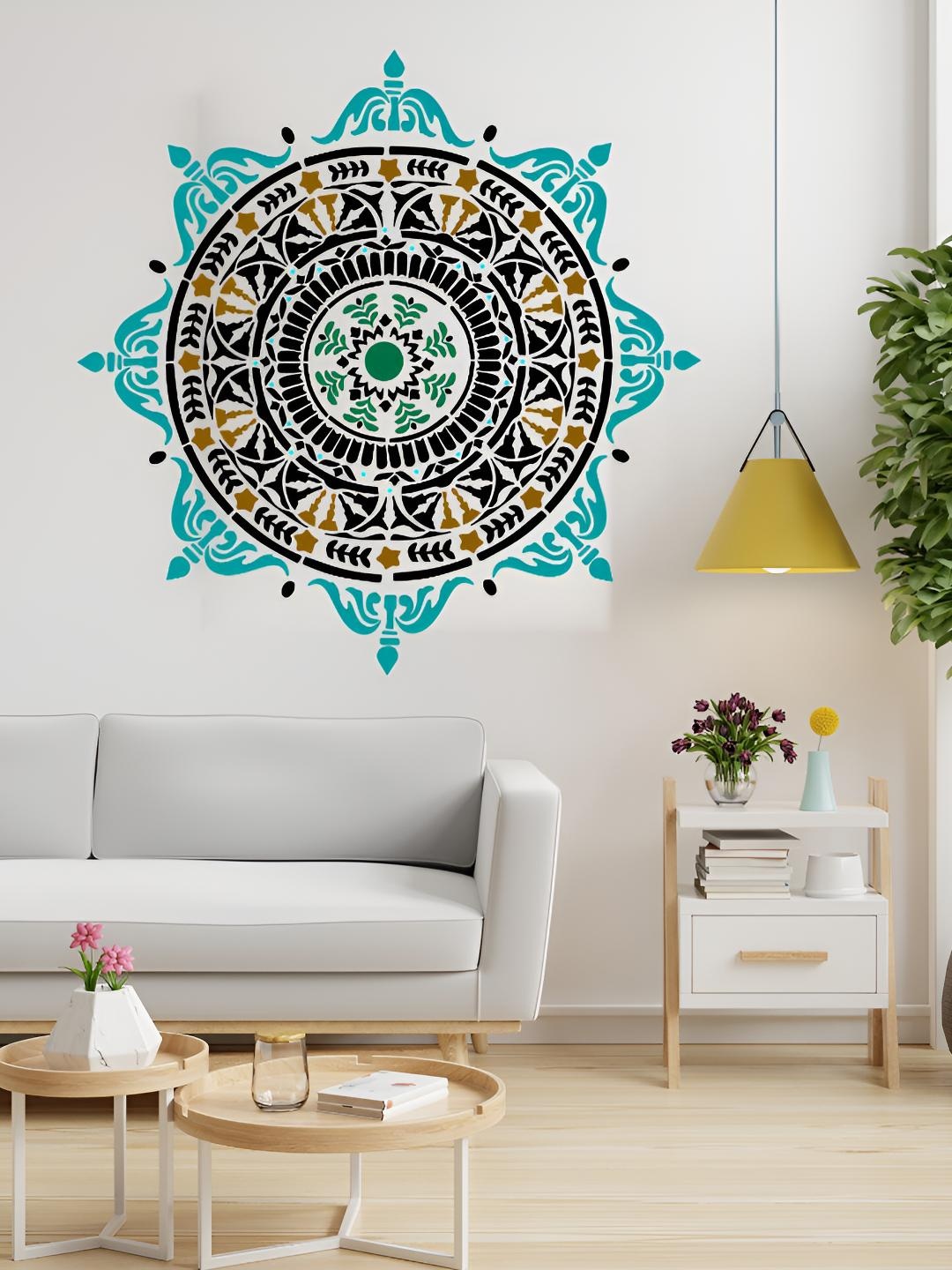 

KAYRA DECOR White Elegant Medallion Mandala Design Wall Painting Stencil