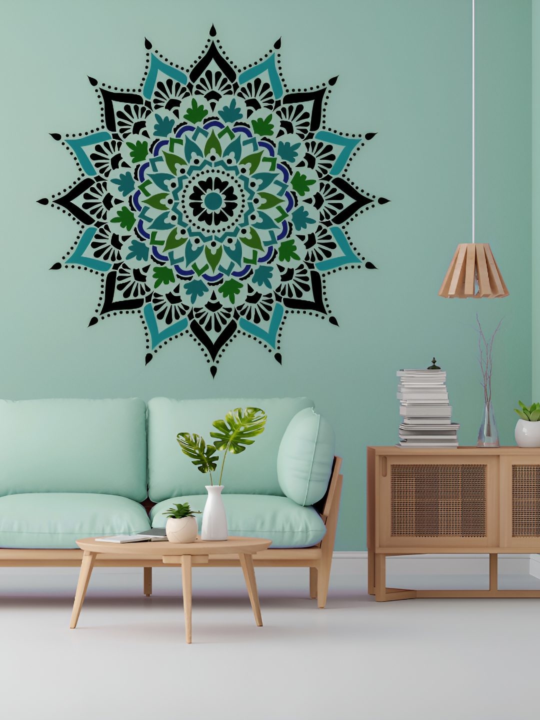 KAYRA DECOR White Mandalight Mandala Design Wall Painting Stencil