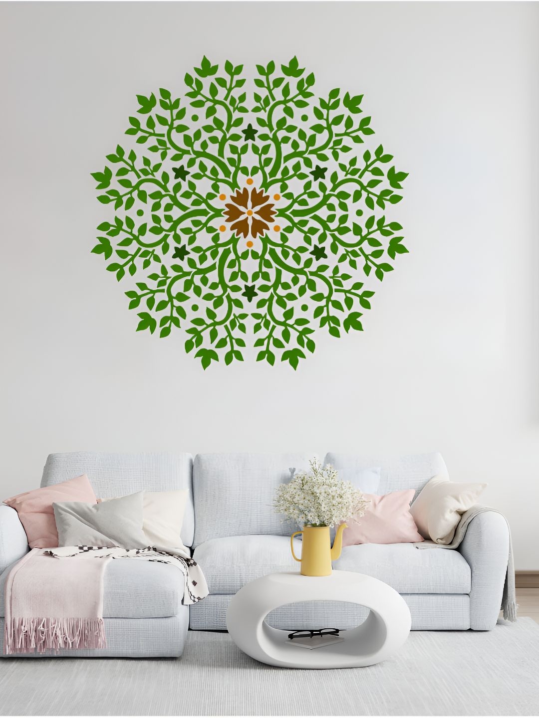 

KAYRA DECOR White Tree Existence Mandala Design Wall Stencil