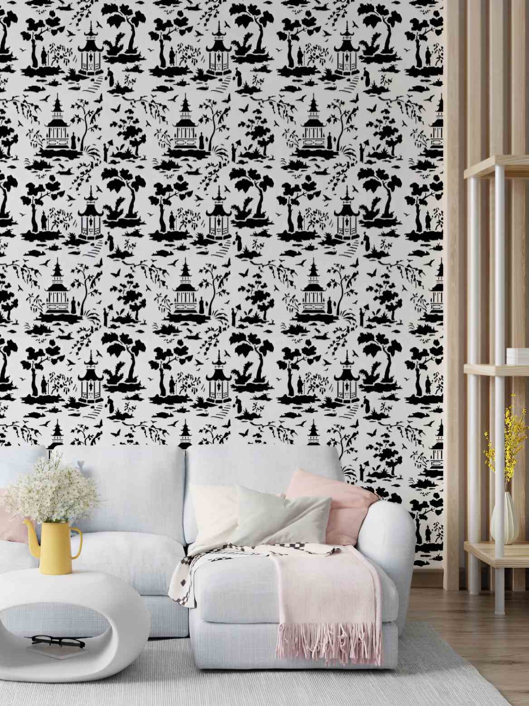 

KAYRA DECOR White Hidden Oasis Toile Design Wall Painting Stencil