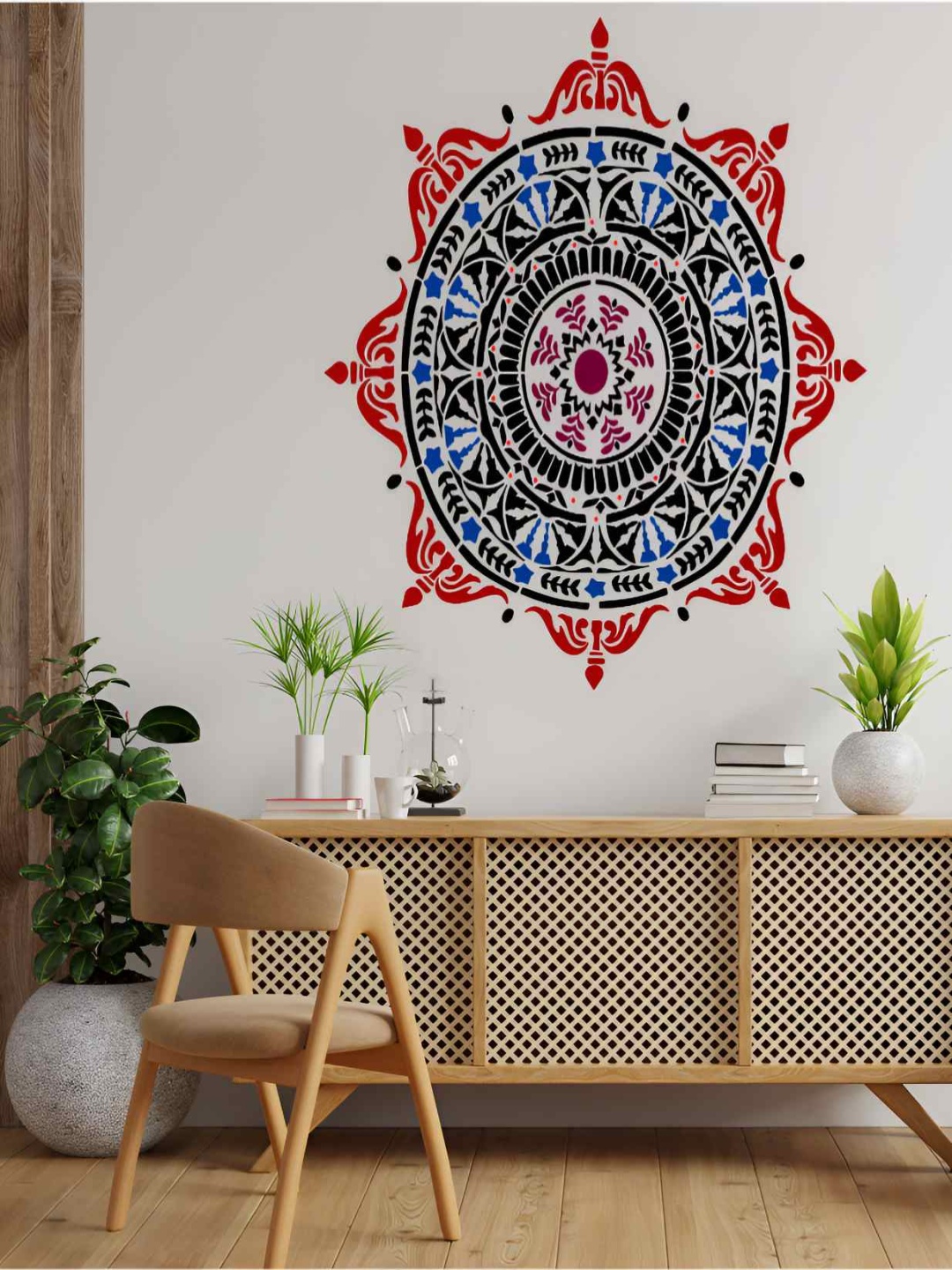

KAYRA DECOR White Elegant Medallion Mandala Design Wall Stencil