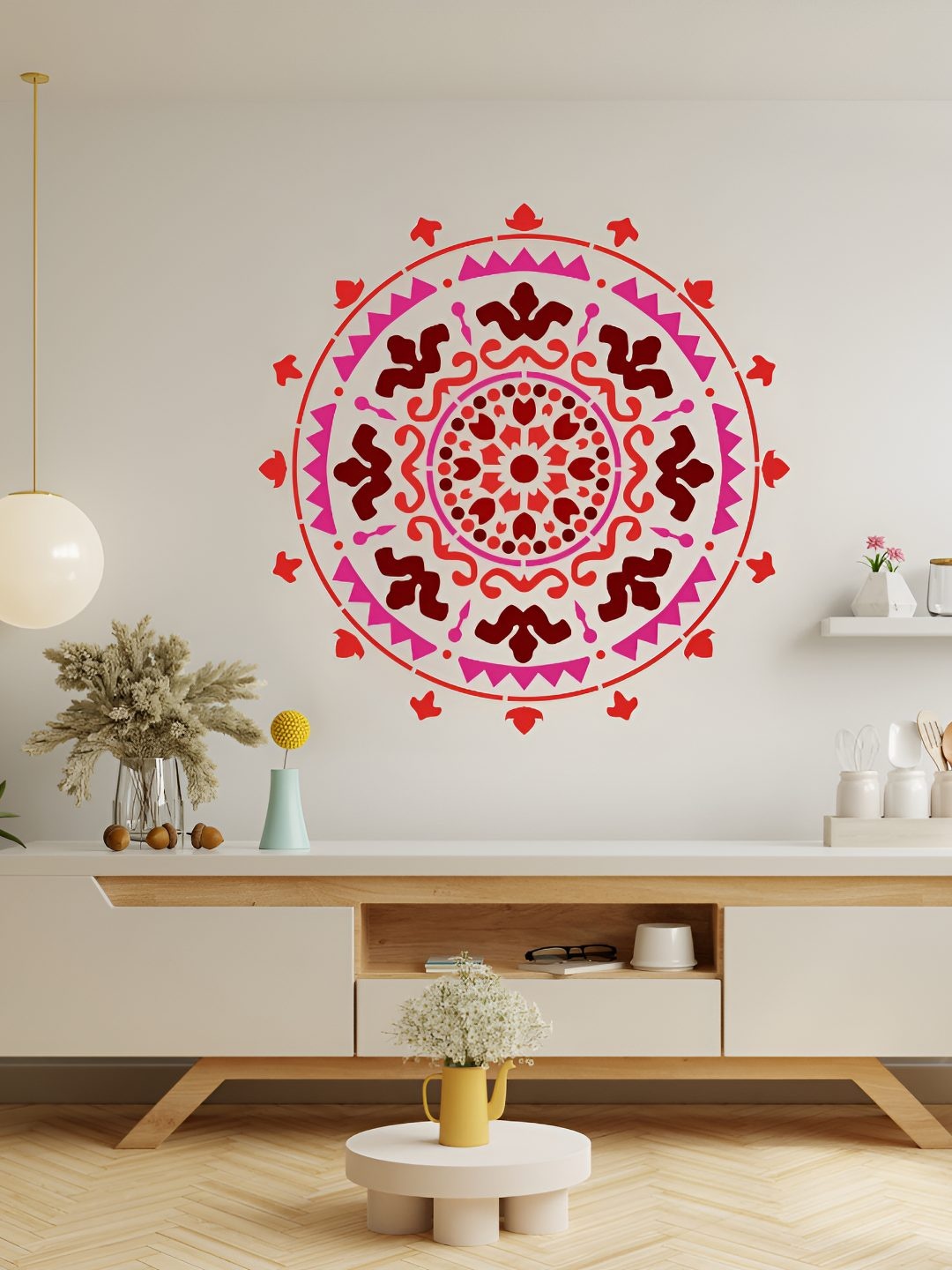 

KAYRA DECOR White Mandala Design Wall Stencil