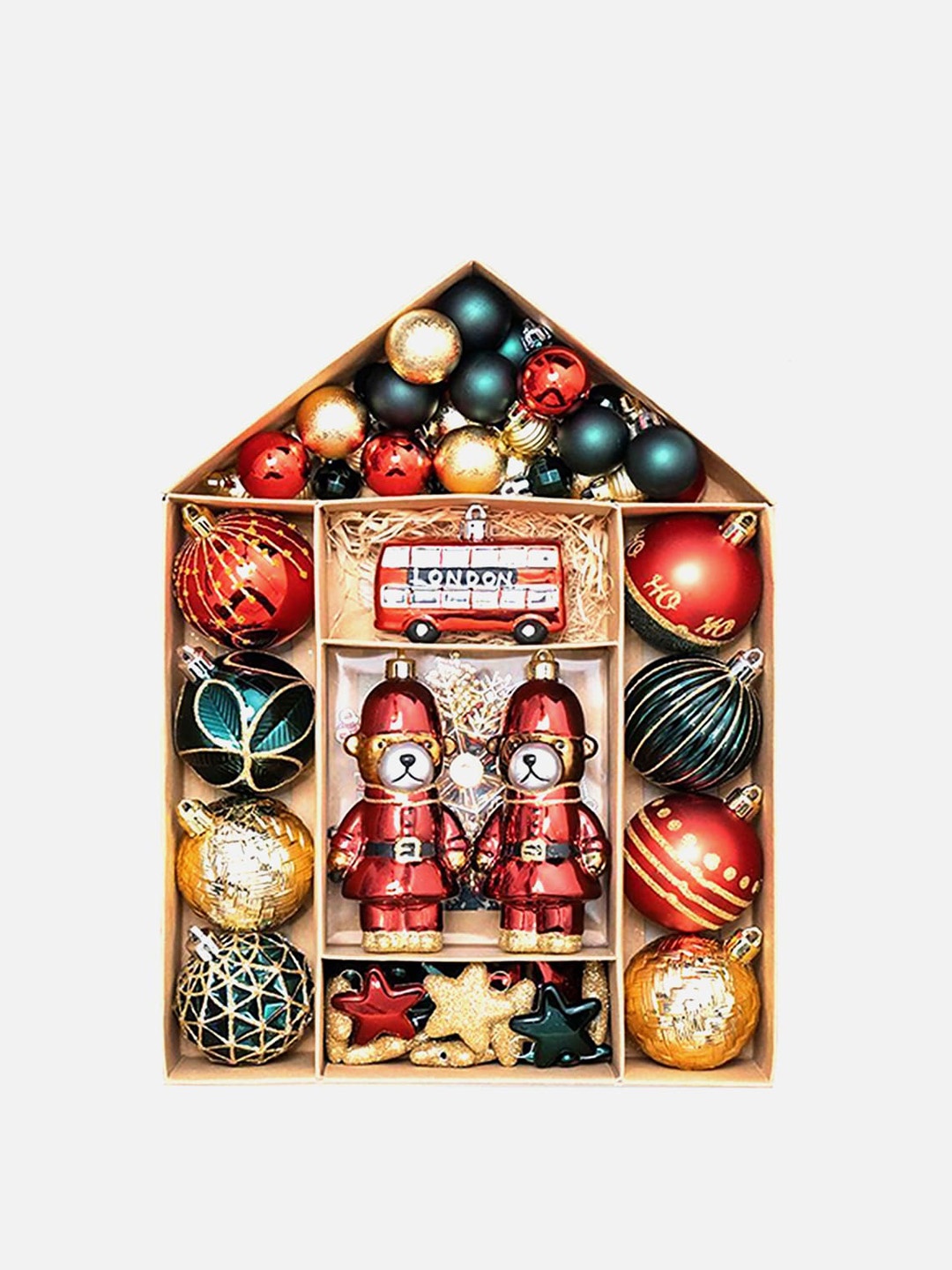

Little Surprise Box LLP Red & Green 70 Pieces London Theme Christmas Decoration Set