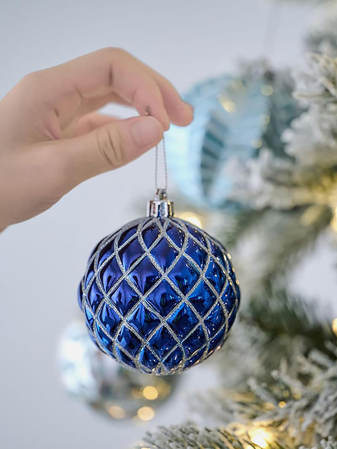 

Little Surprise Box LLP Blue 16 Pieces Christmas Ball Tree Ornaments
