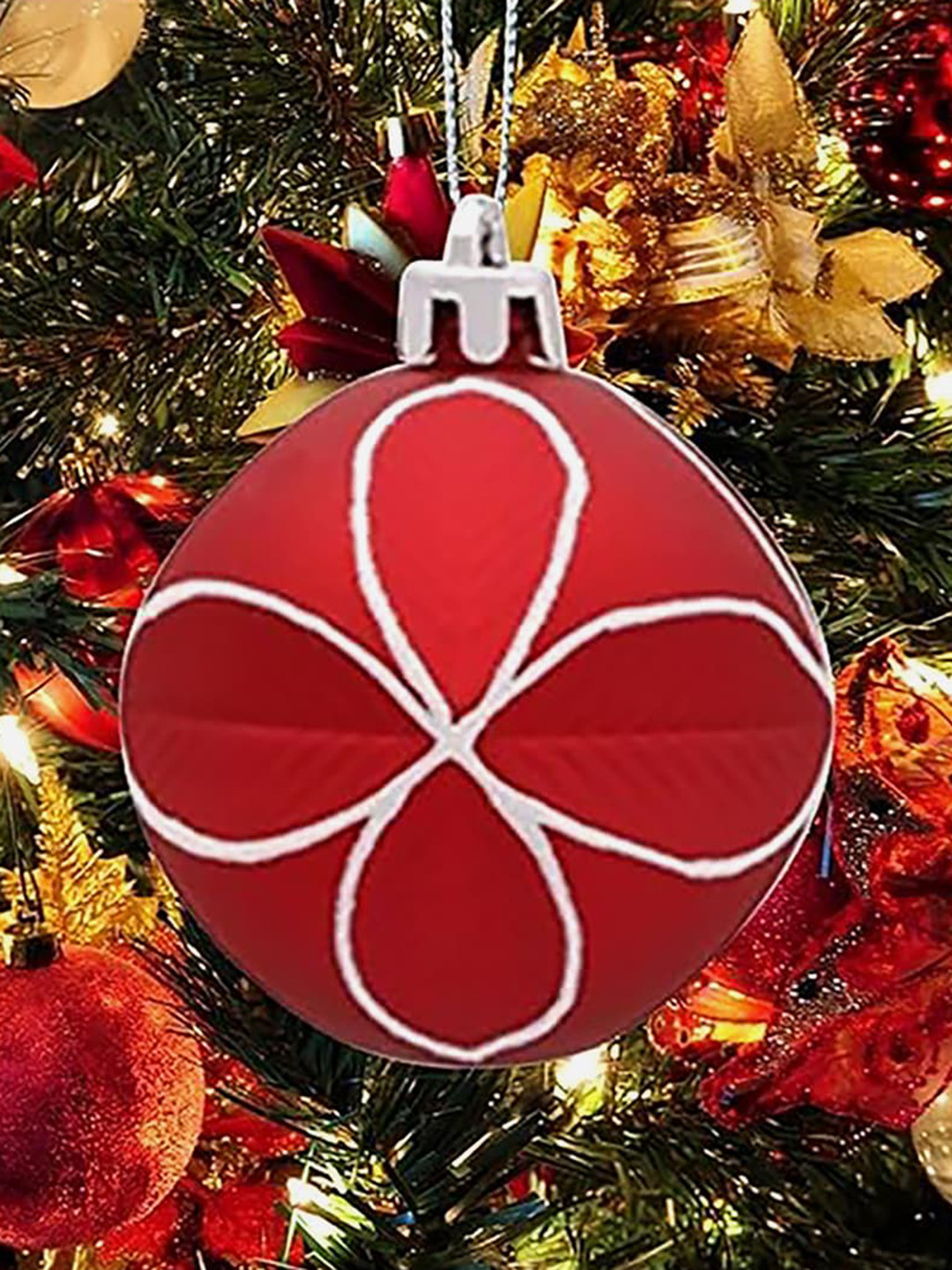 

Little Surprise Box LLP Red 9 Pieces Santa theme Christmas Ball Tree