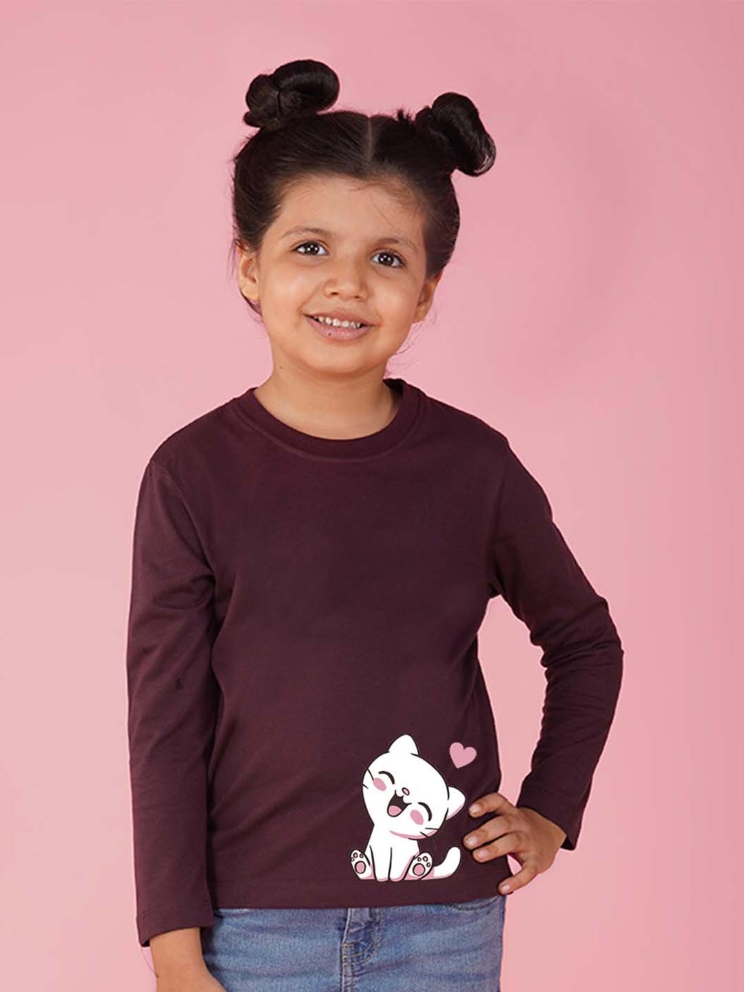 

NUSYL Girls Magic Printed Cotton T-shirt, Maroon