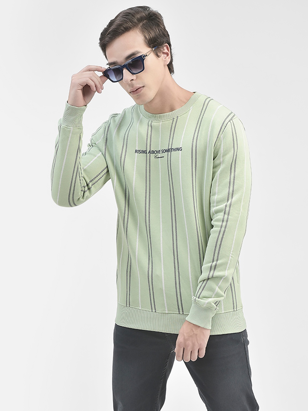 

Crimsoune Club Striped Long Sleeves Sweatshirt, Green
