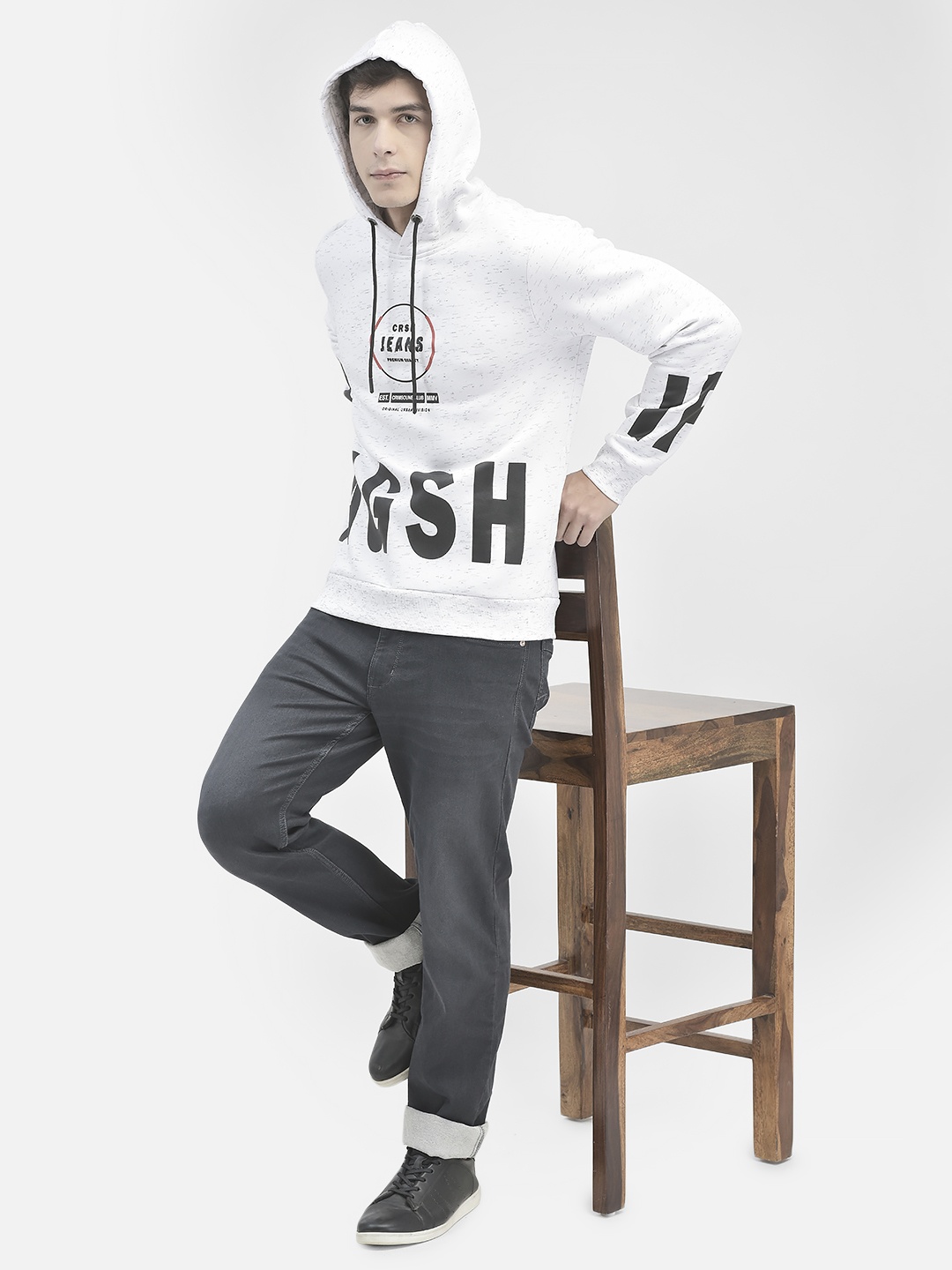 

Crimsoune Club Typography Printed Hood Pullover Sweatshirt, White