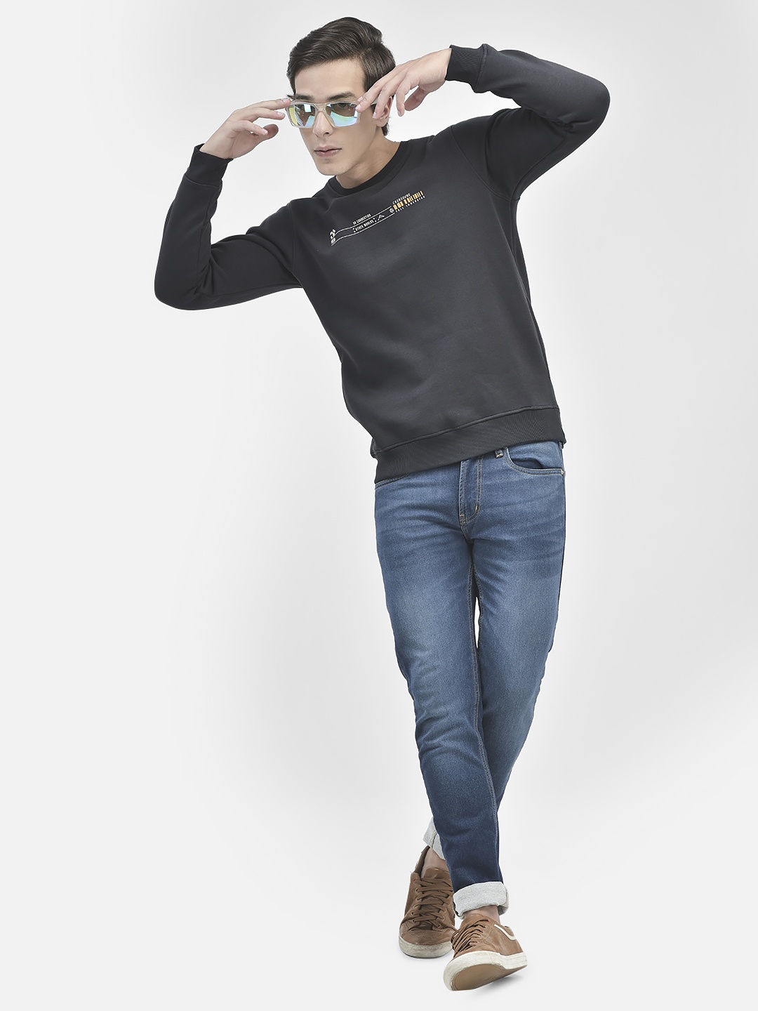 

Crimsoune Club Typography Printed Pullover, Navy blue