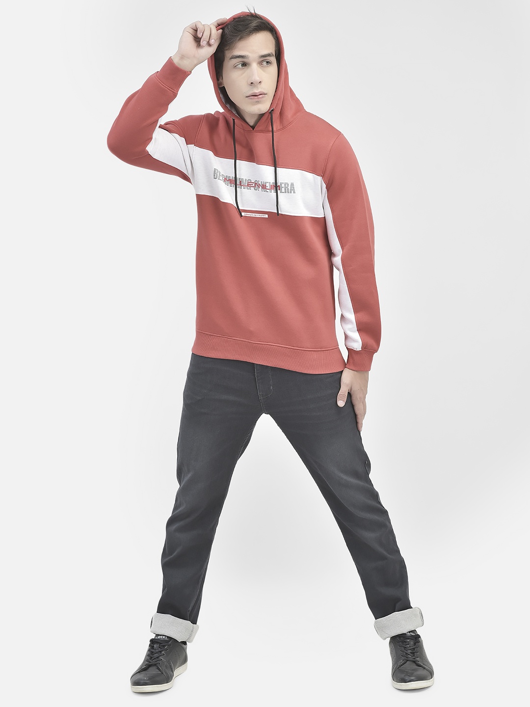 

Crimsoune Club Typography Printed Hooded Pullover, Red