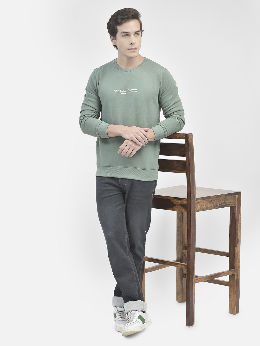 

Crimsoune Club Typography Printed Long Sleeves Pullover Sweatshirt, Green