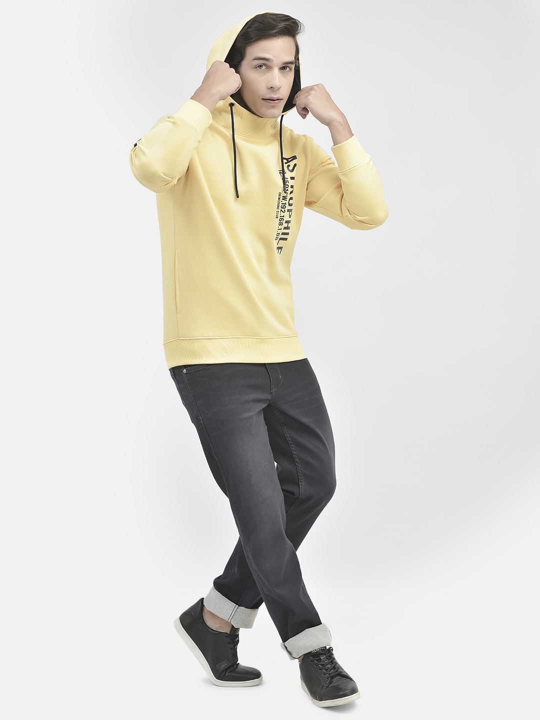 

Crimsoune Club Printed Hooded Pullover, Yellow