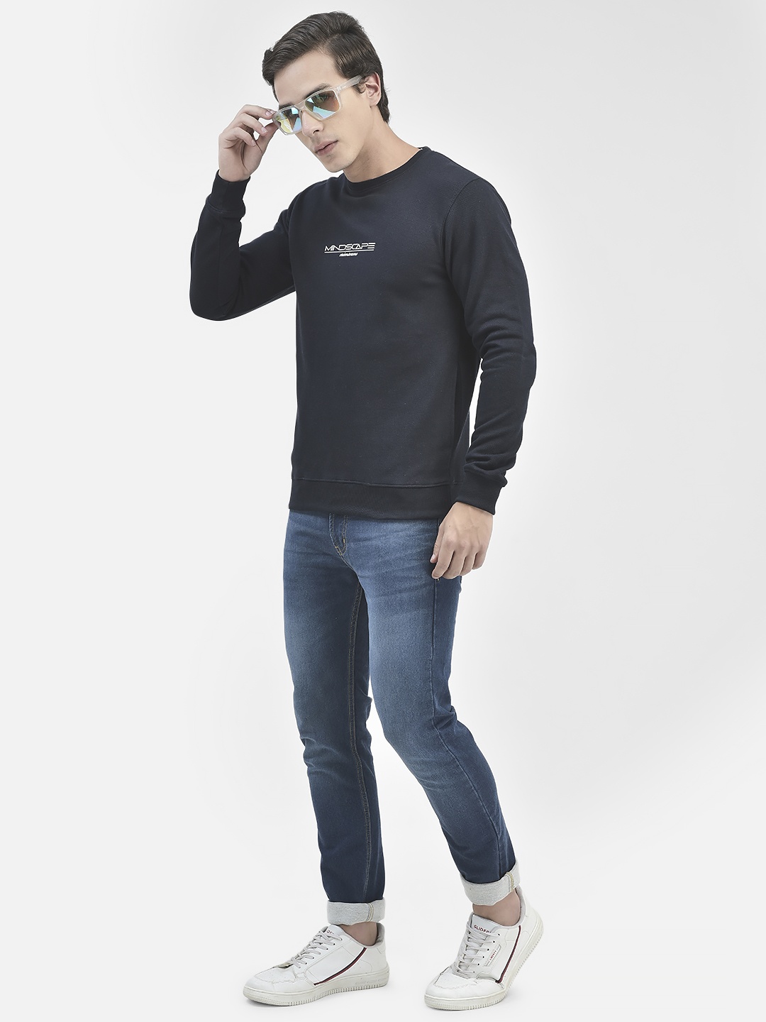 

Crimsoune Club Typography Printed Long Sleeves Pullover Sweatshirt, Navy blue