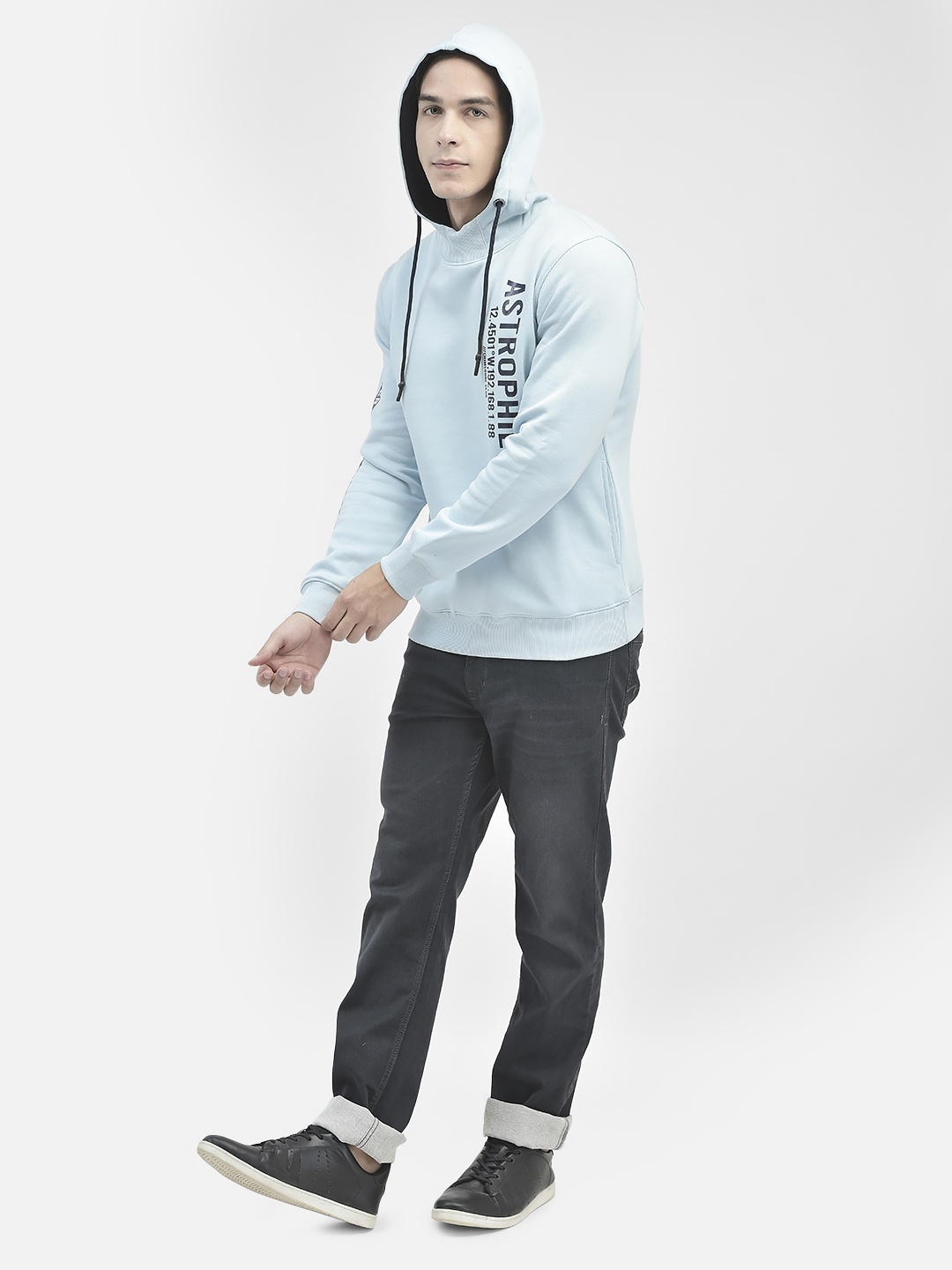

Crimsoune Club Typography Printed Hooded Sweatshirt, Blue
