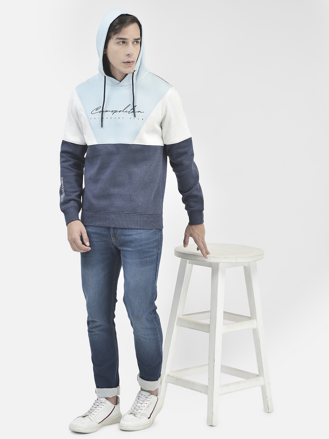 

Crimsoune Club Colourblocked Hooded Sweatshirt, Blue