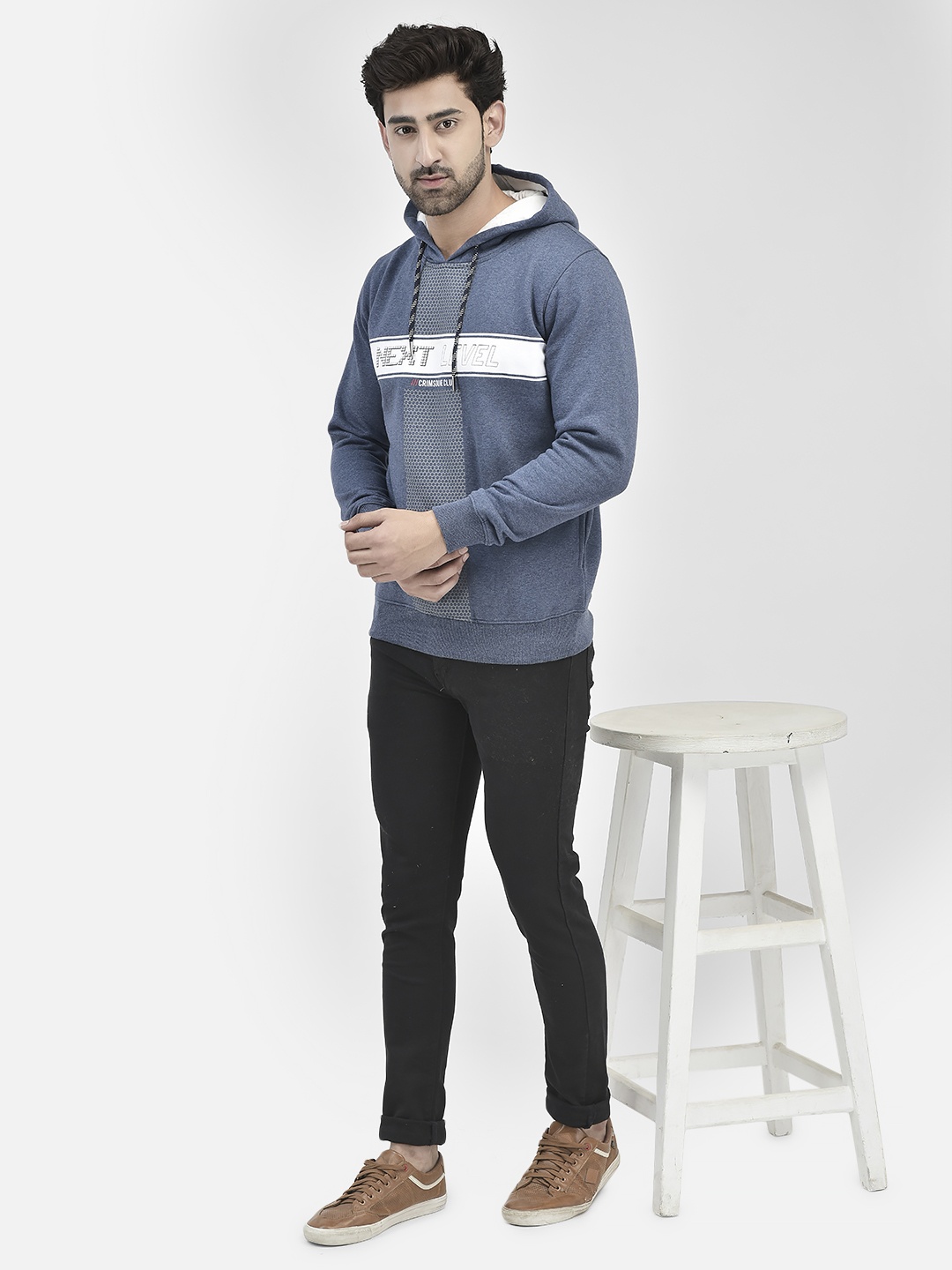 

Crimsoune Club Typography Printed Hooded Sweatshirt, Blue