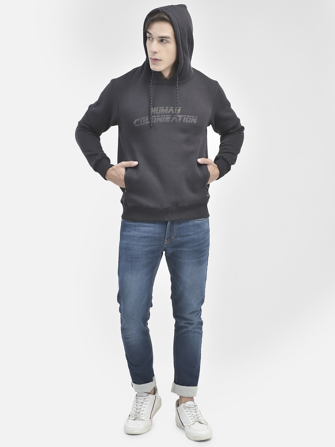 

Crimsoune Club Printed Hooded Pullover, Navy blue