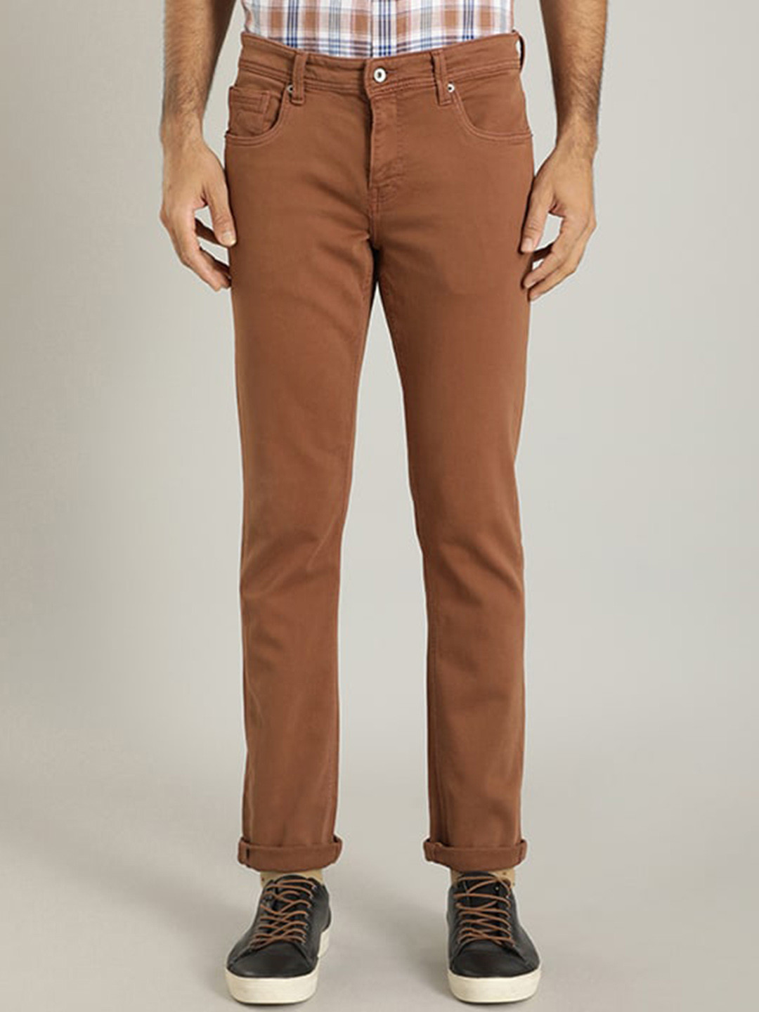

Indian Terrain Men Brooklyn Slim Fit Mid-Rise Clean Look Stretchable Jeans, Brown