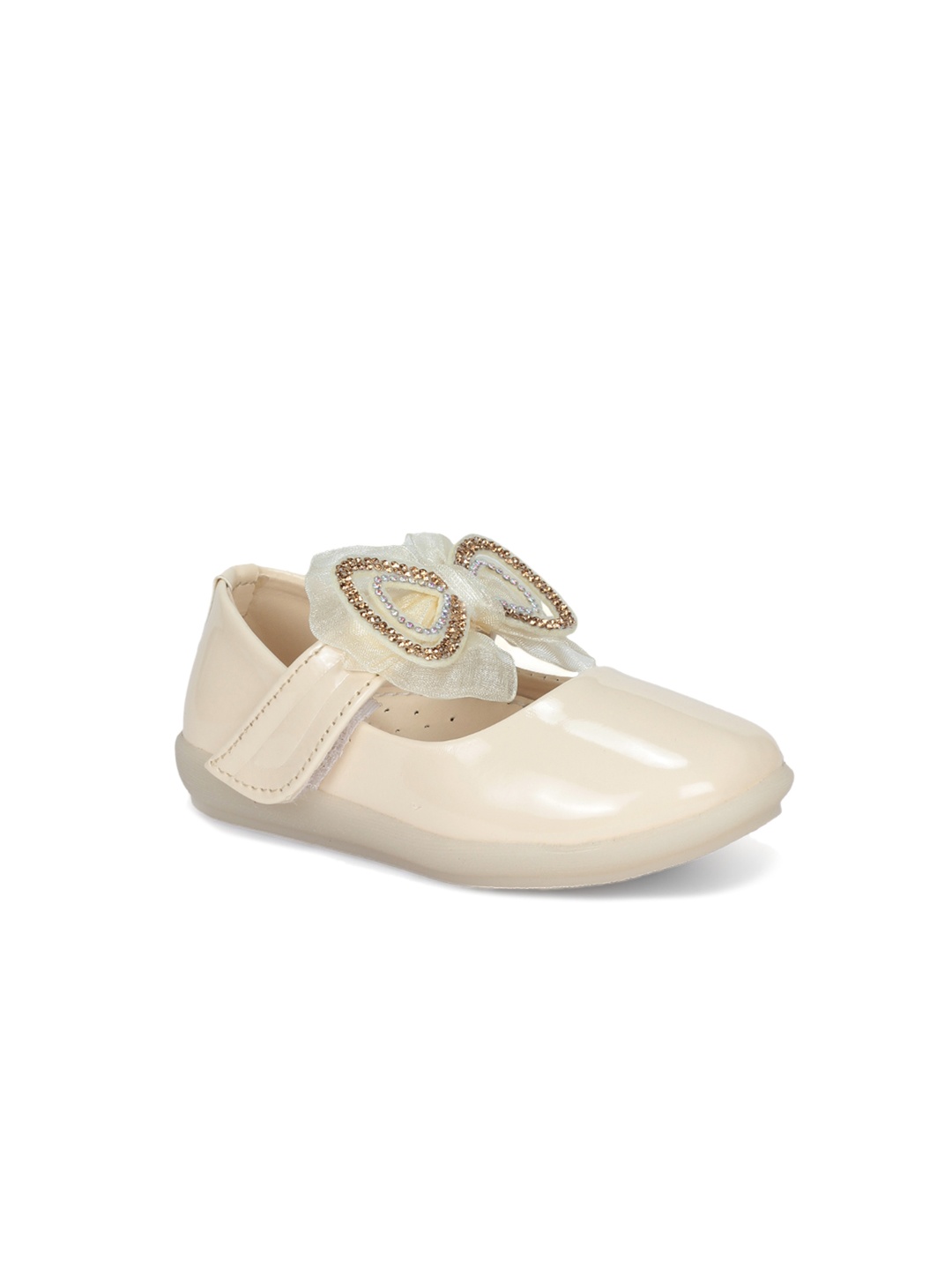 

Lil Lollipop Girls Embellished Bow Party Ballerinas With Velcro Closure, Cream