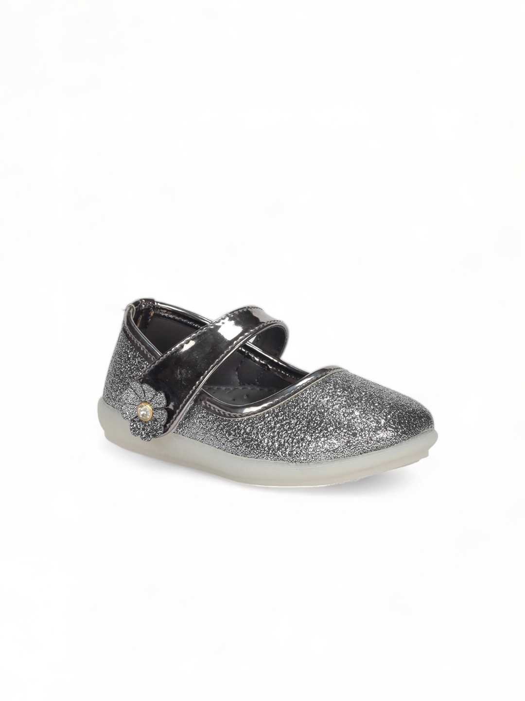 

Lil Lollipop Girls Shimmered Party Ballerinas With Velcro Closure, Grey