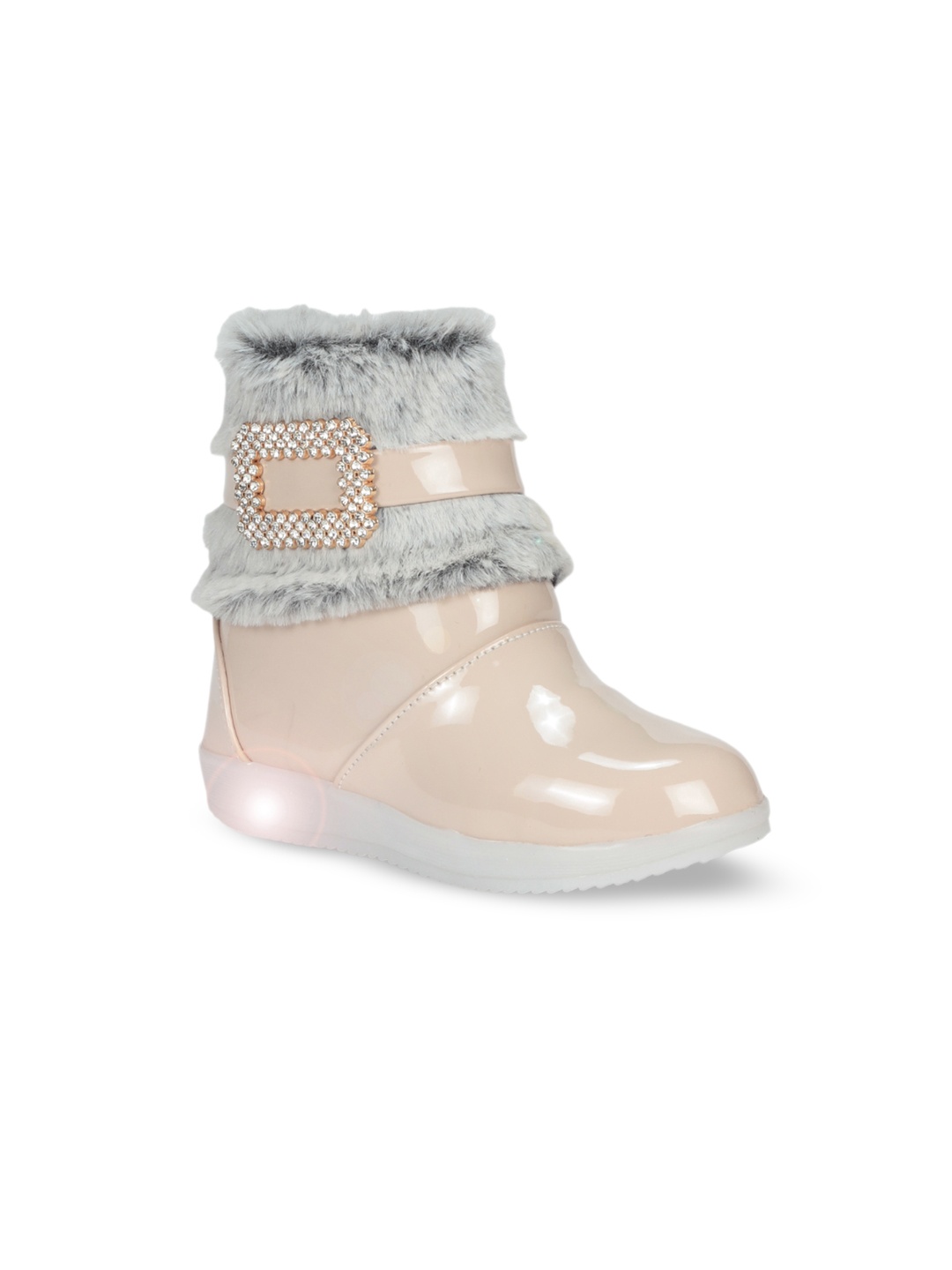 

Lil Lollipop Girls Mid Top Embellished Regular Boots With LED Light, Cream