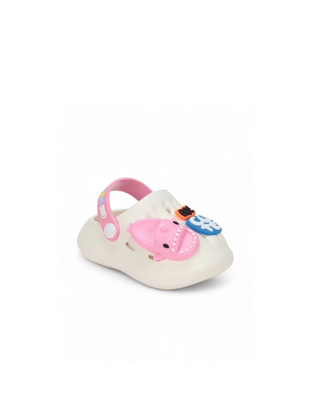 

Lil Lollipop Kids Surf Board Applique Rubber Anti-Slip Clogs, Cream