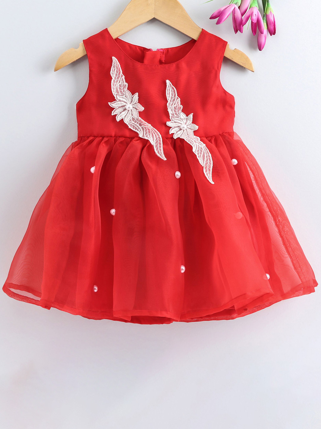 

MANY FROCKS & Girls Embellished Fit & Flare Dress, Red