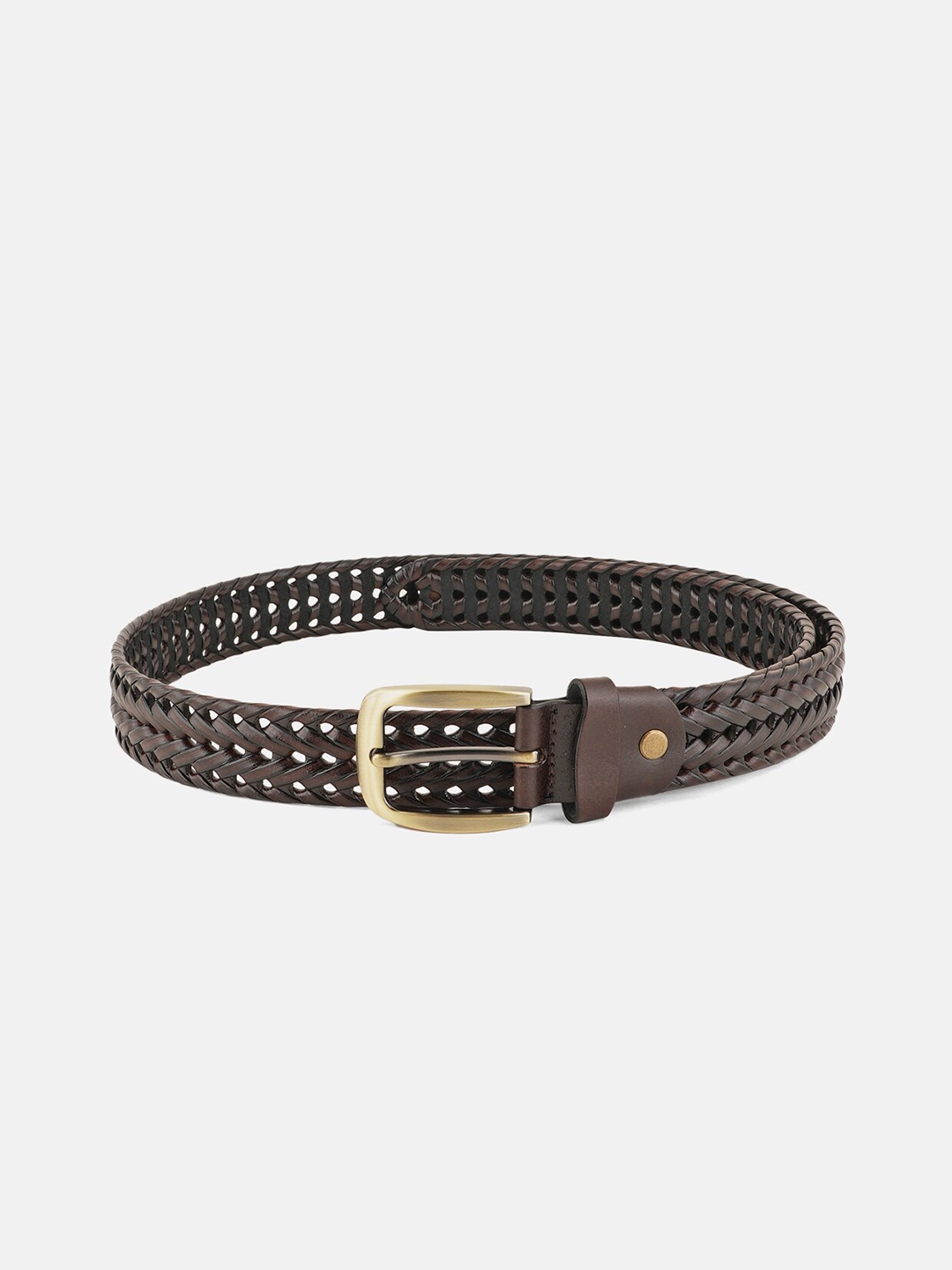 

Style Shoes Men Textured Adjustable Casual Leather Belt, Brown